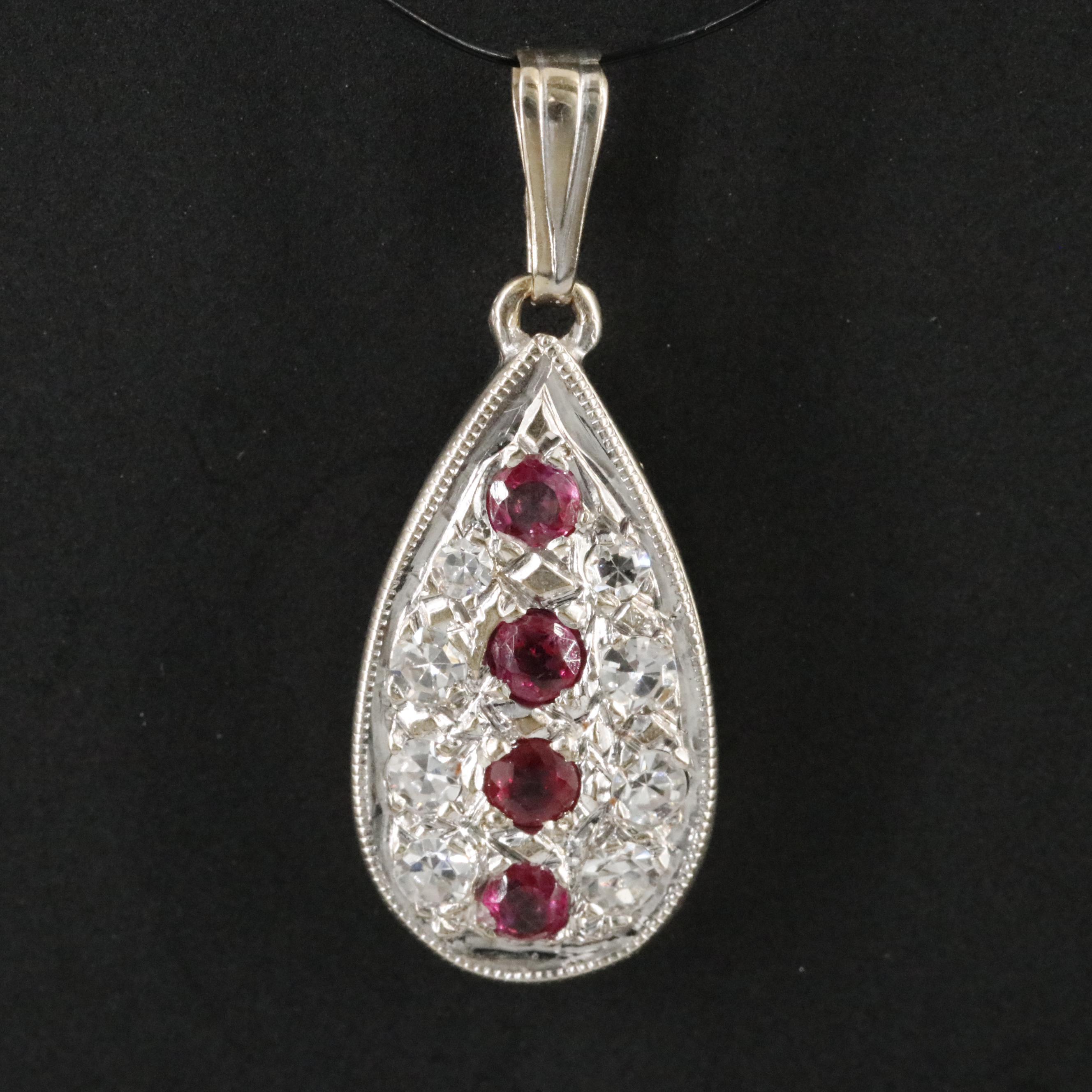 14K Ruby and Diamond Drop Pendant