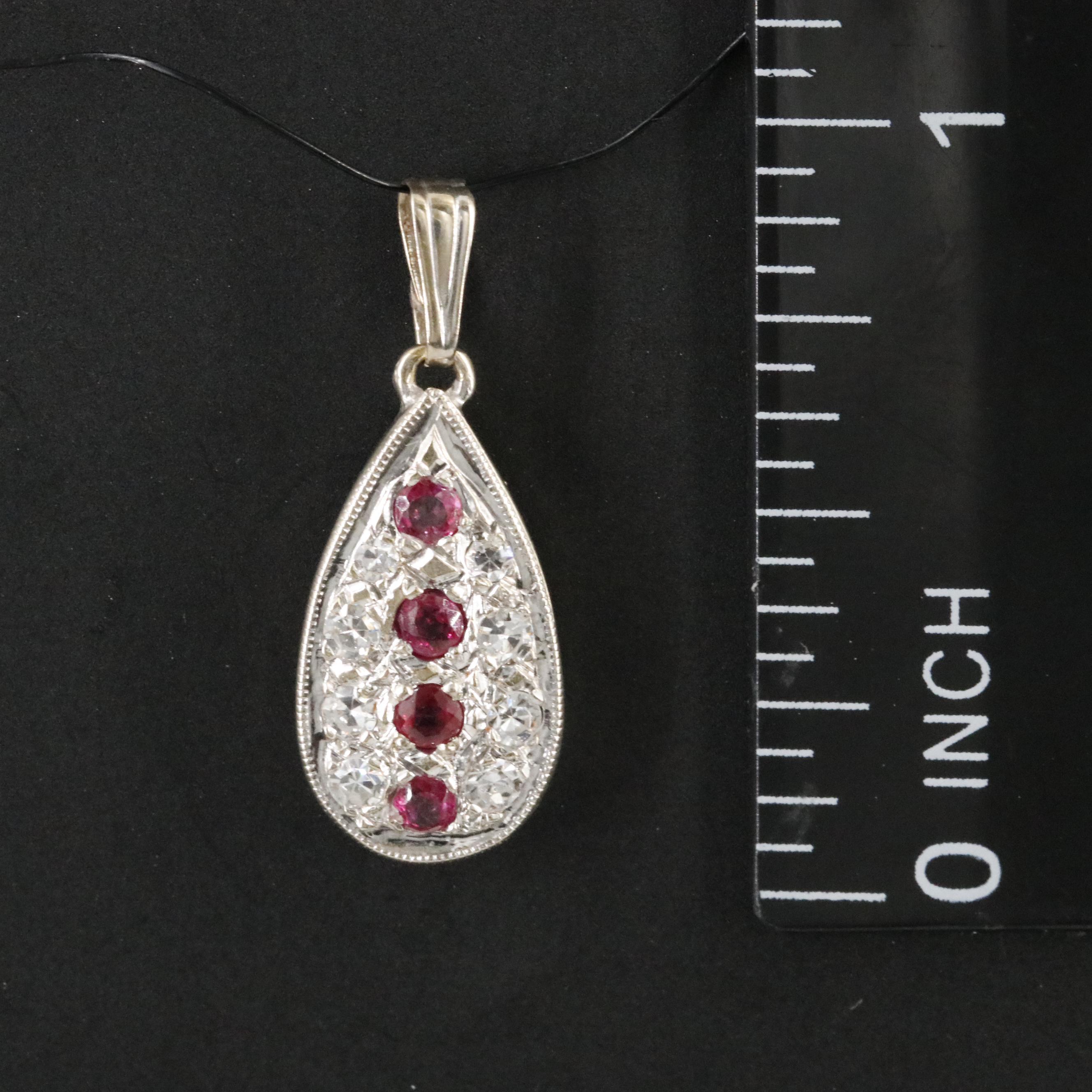 14K Ruby and Diamond Drop Pendant