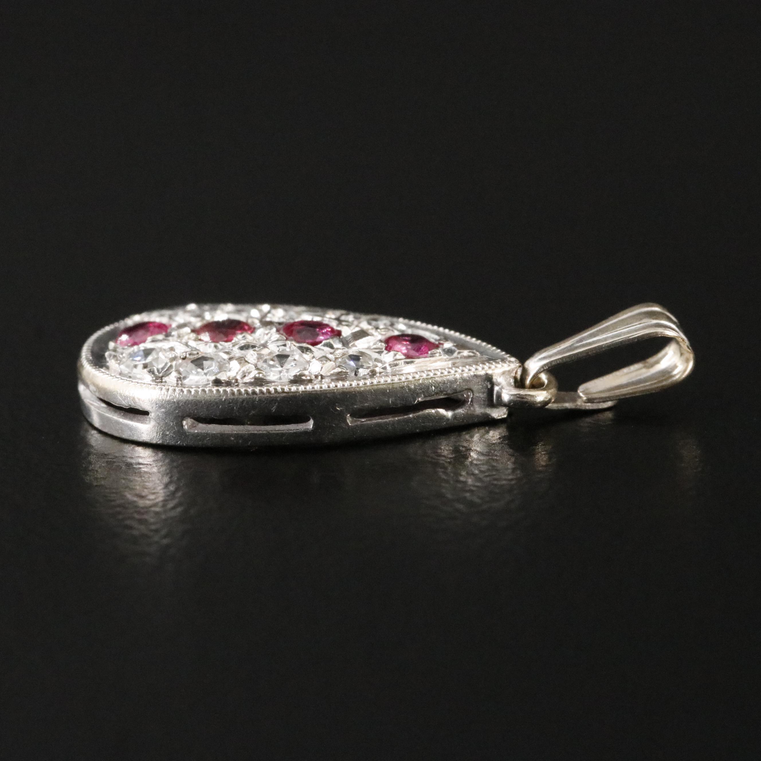 14K Ruby and Diamond Drop Pendant