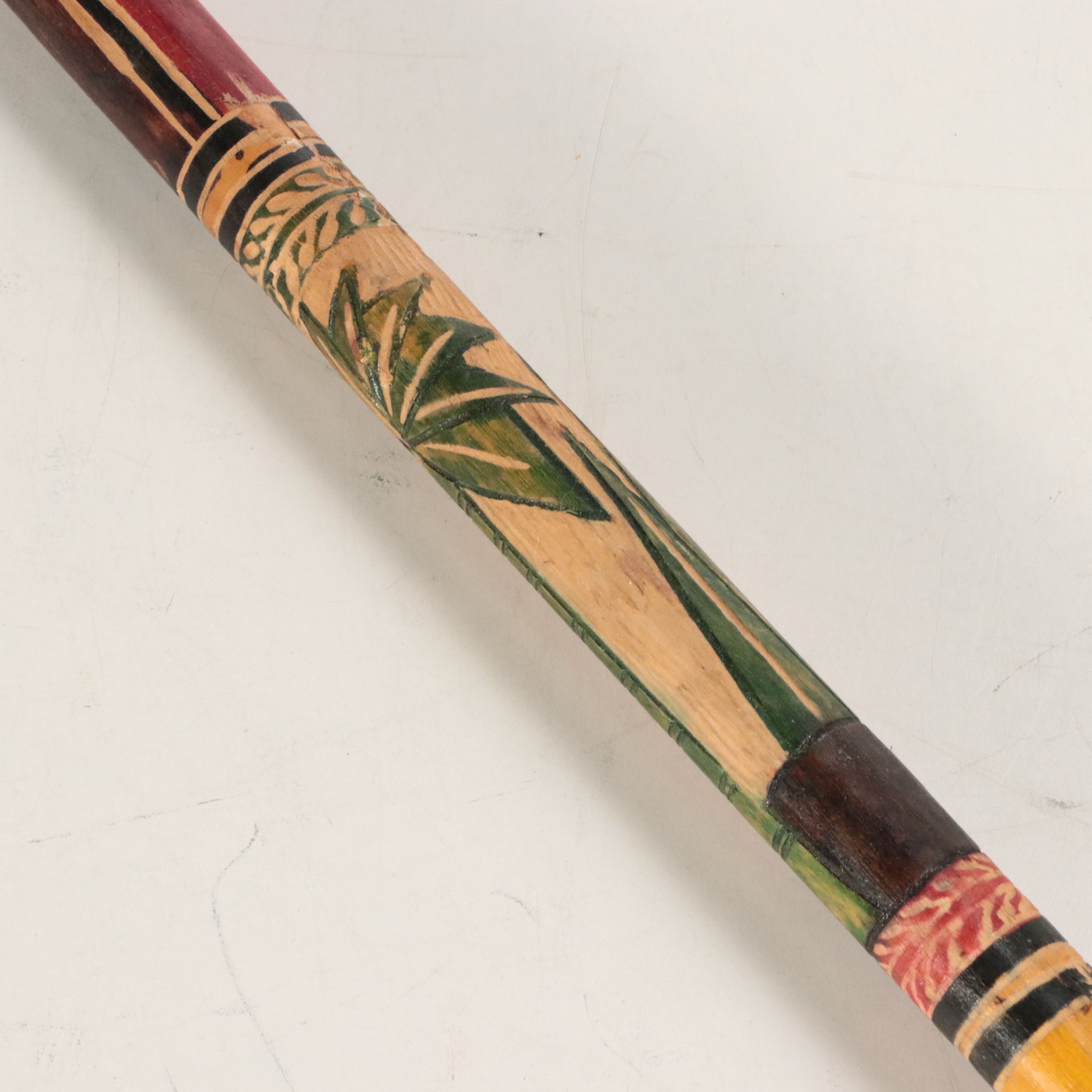 Hand-Painted Cane with Other Carved Wood Cane