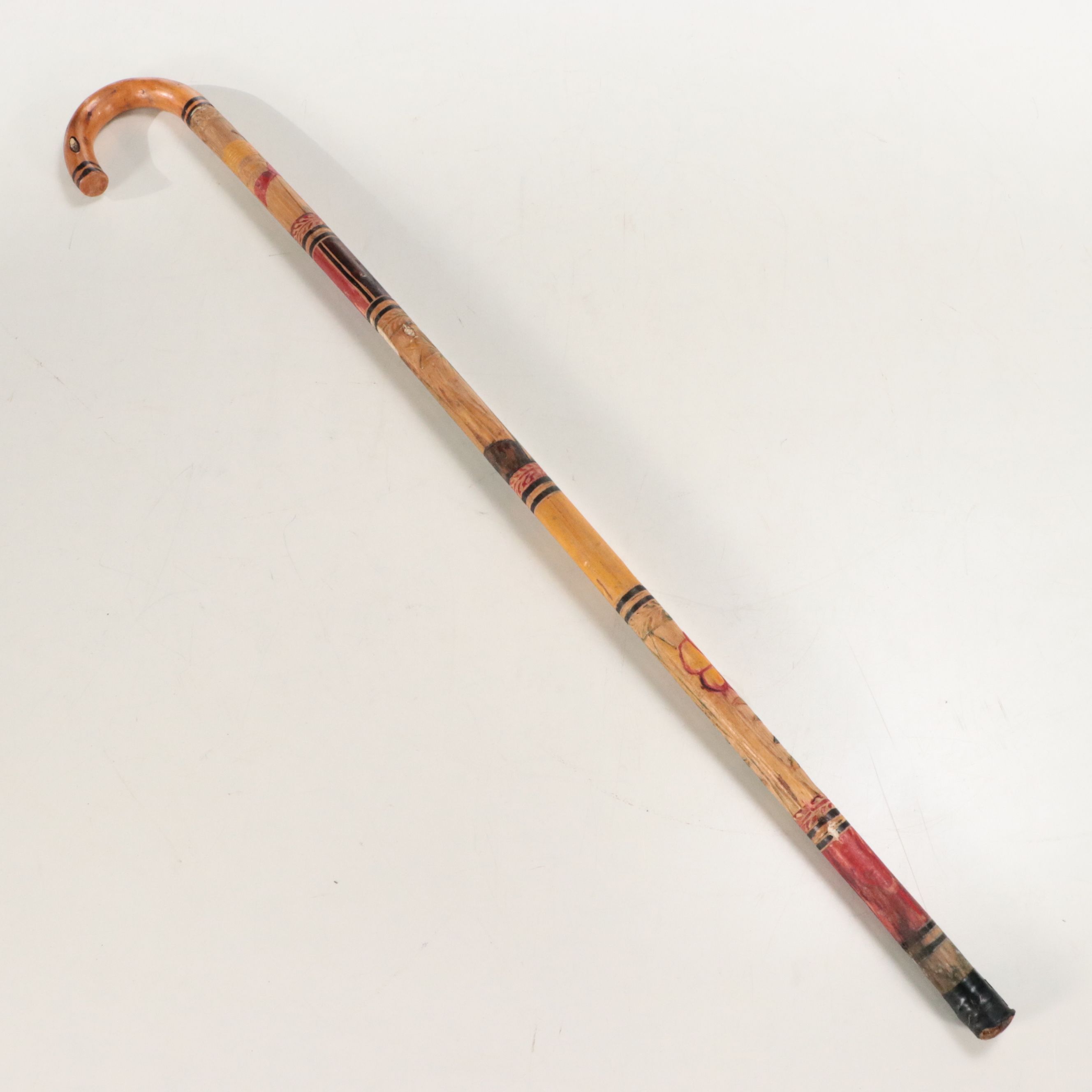 Hand-Painted Cane with Other Carved Wood Cane