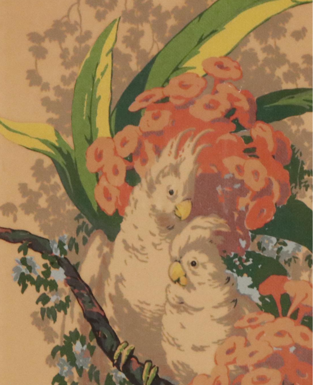 After Byron Glee Newton Serigraphs "Cockatoos" and "Parrot," Mid-20th Century