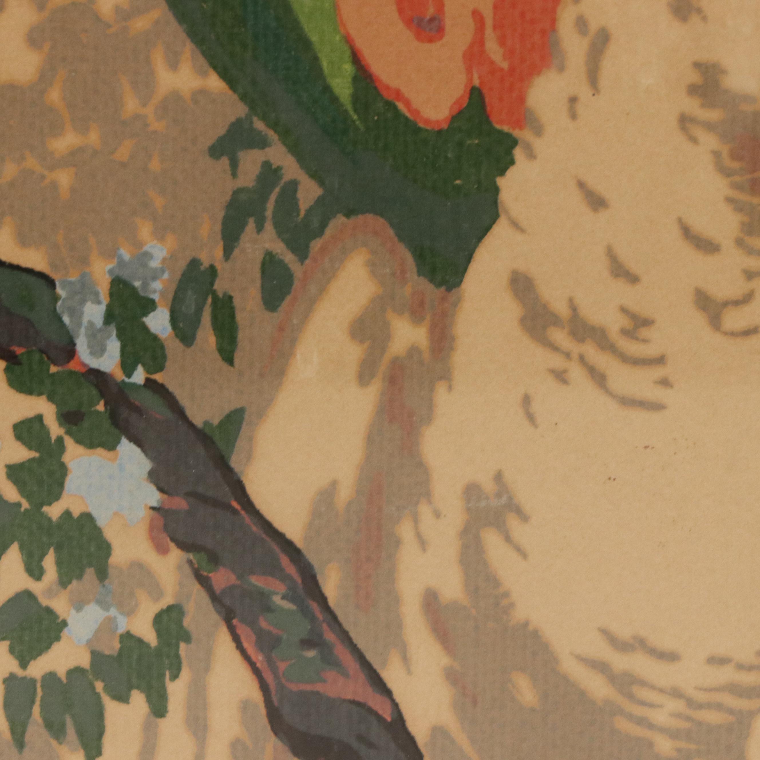 After Byron Glee Newton Serigraphs "Cockatoos" and "Parrot," Mid-20th Century