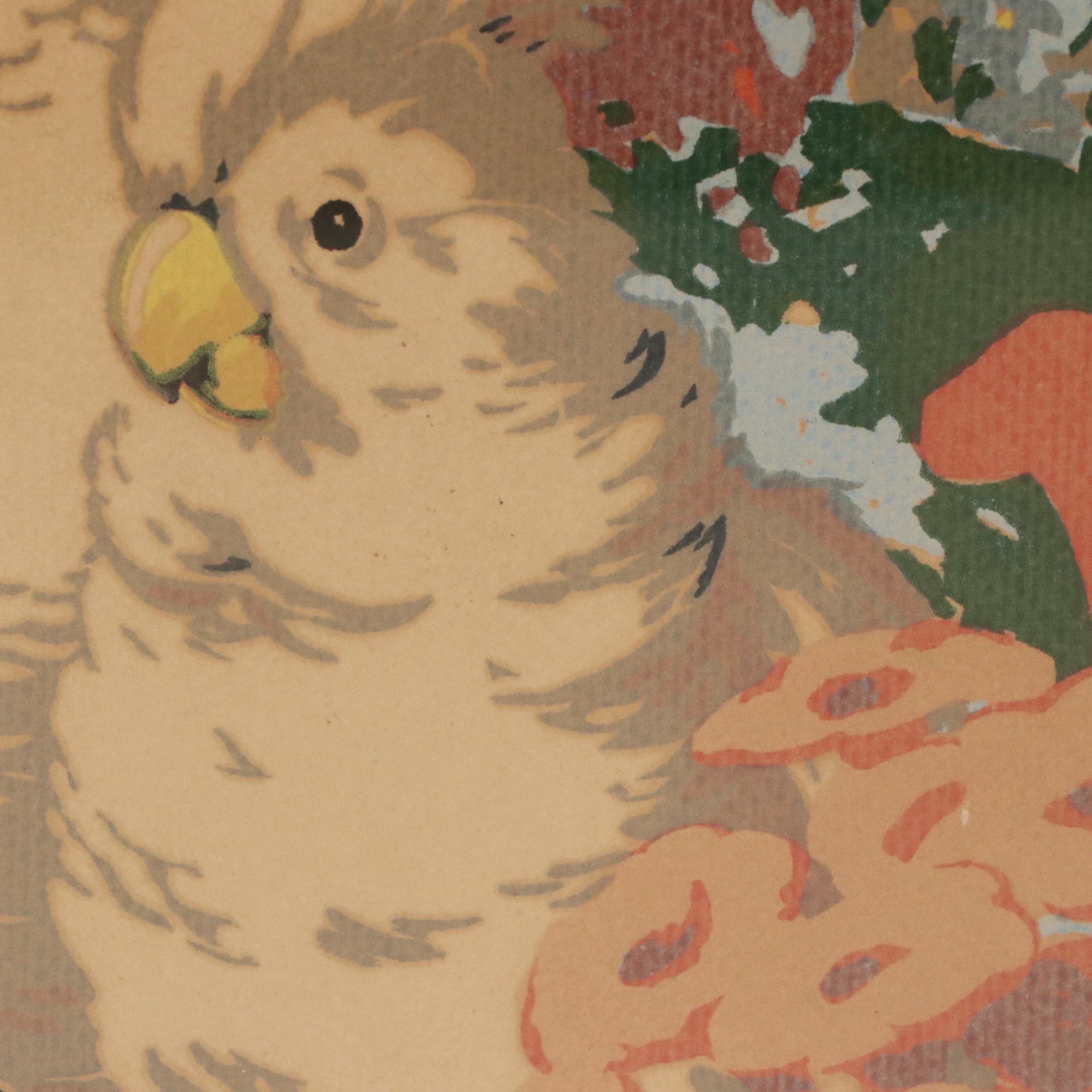 After Byron Glee Newton Serigraphs "Cockatoos" and "Parrot," Mid-20th Century