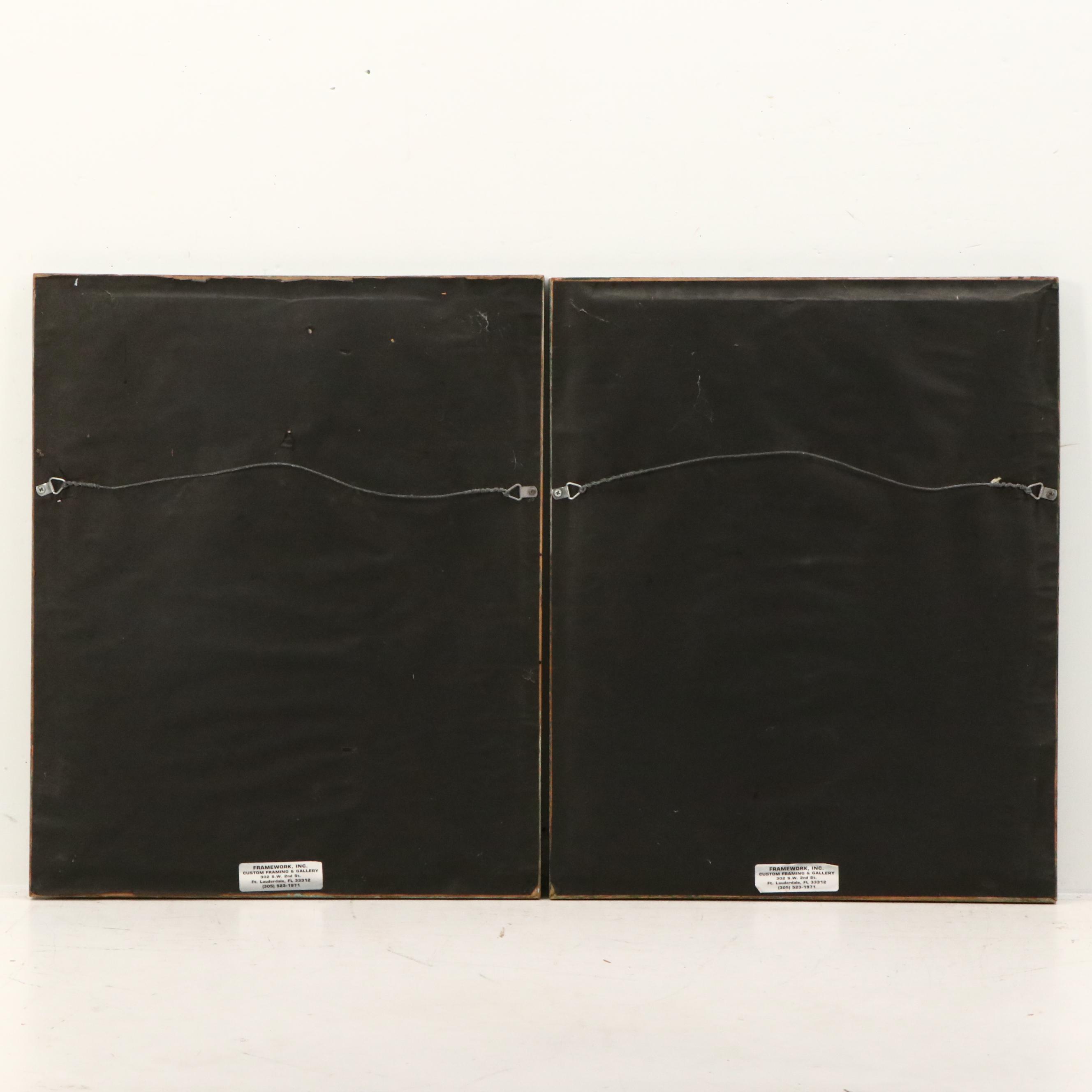 After Byron Glee Newton Serigraphs "Cockatoos" and "Parrot," Mid-20th Century