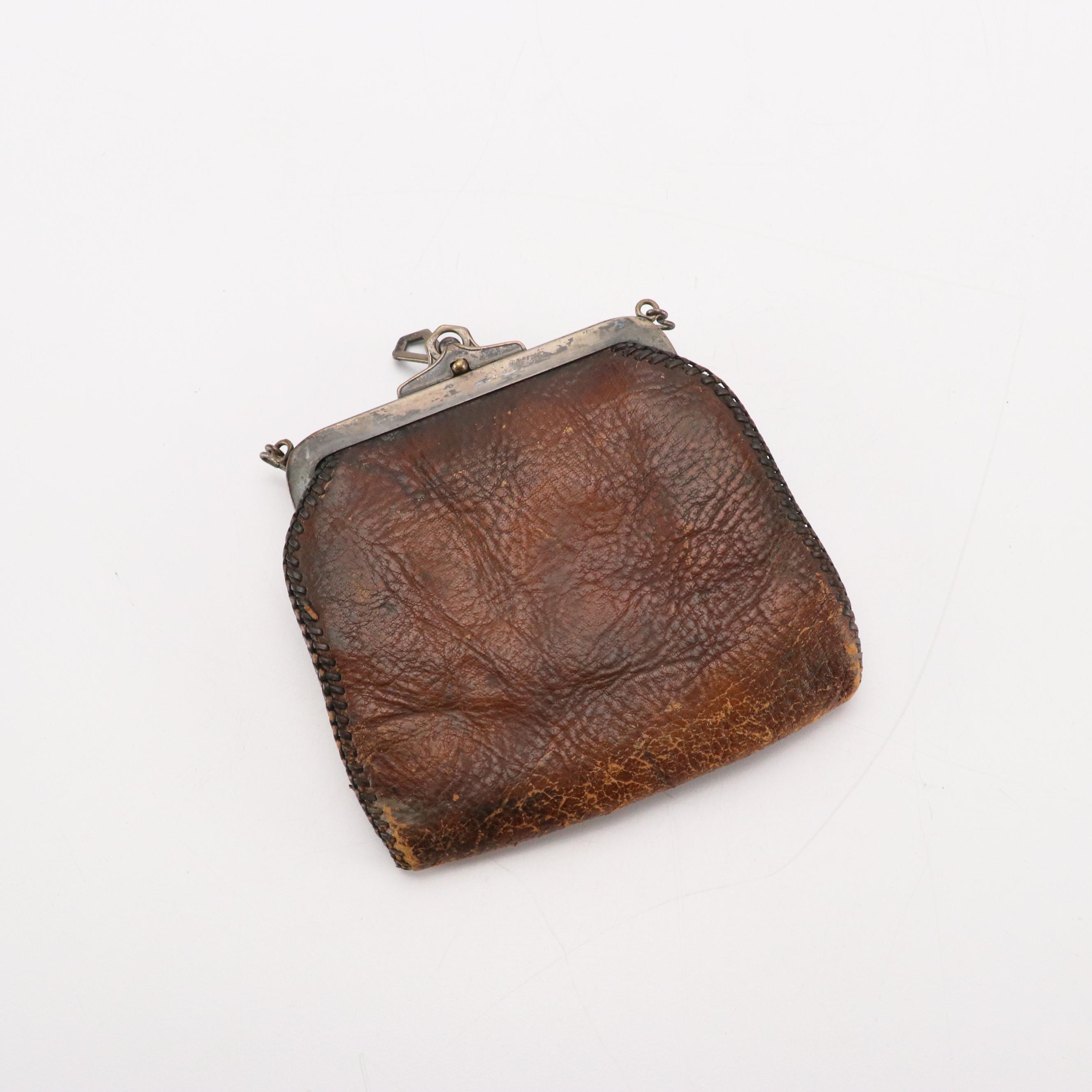 Jemco Frame Tooled Leather Bag, Floral Glass Bead Purse, and Wallet Crossbody