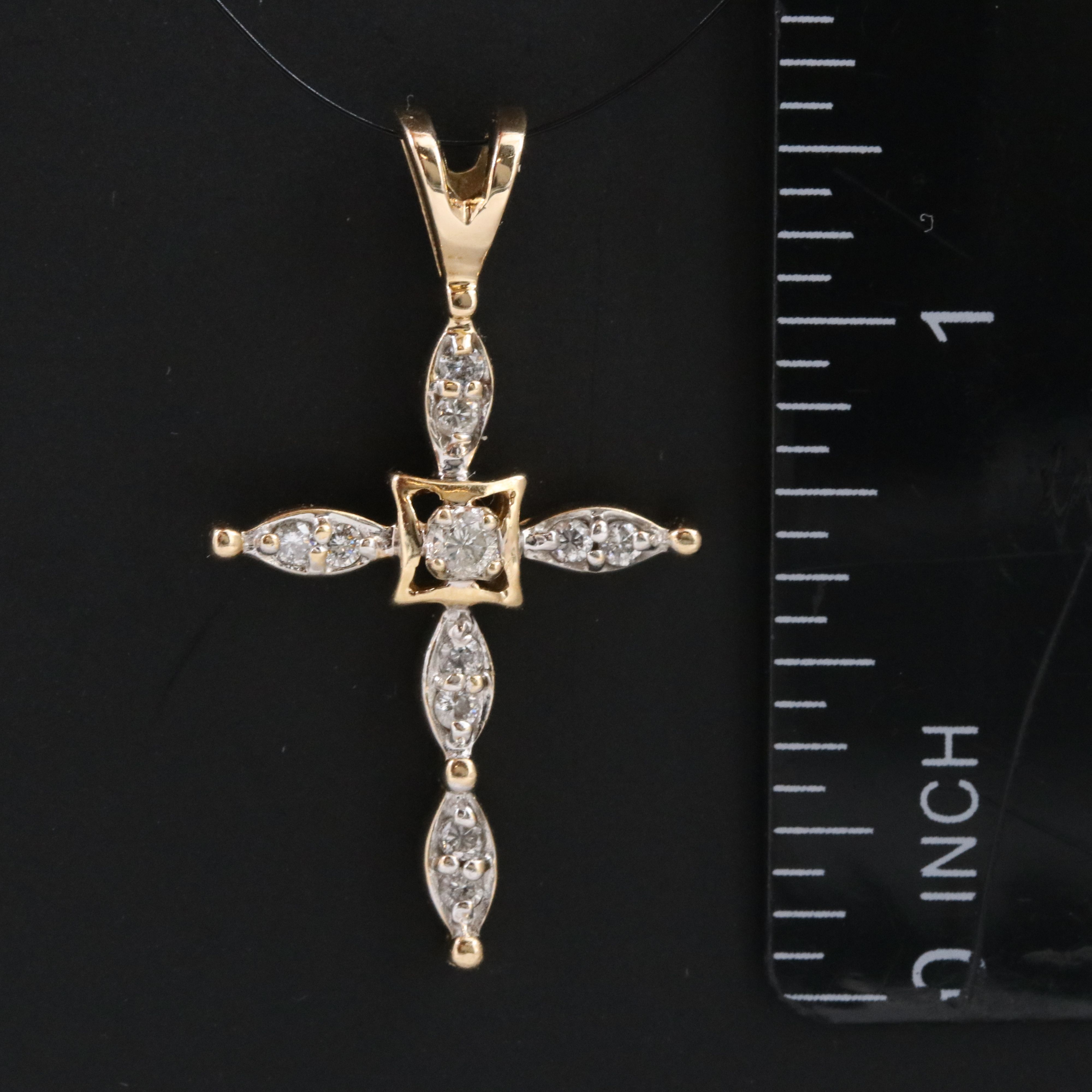 14K 0.26 CTW Diamond Cross Pendant