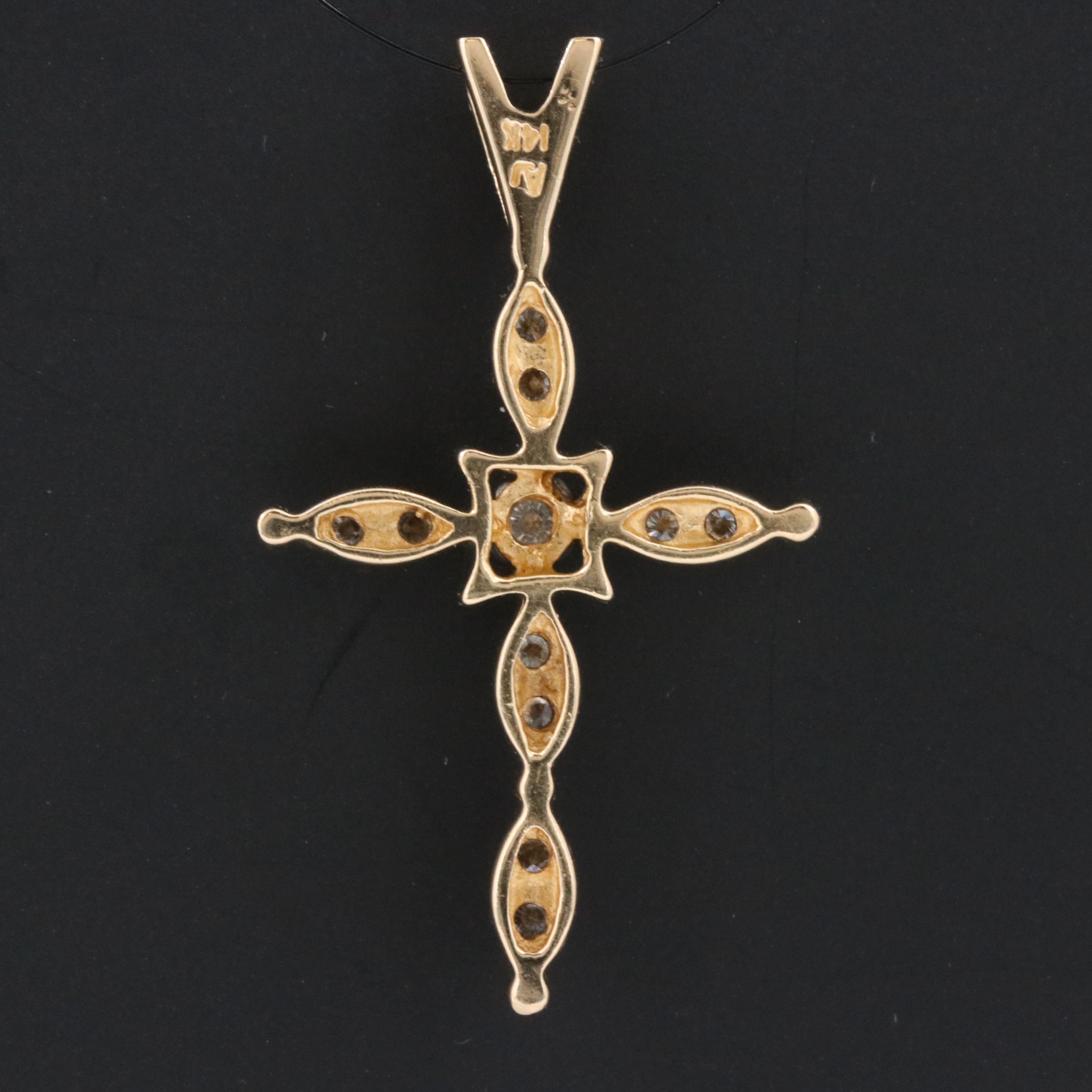 14K 0.26 CTW Diamond Cross Pendant