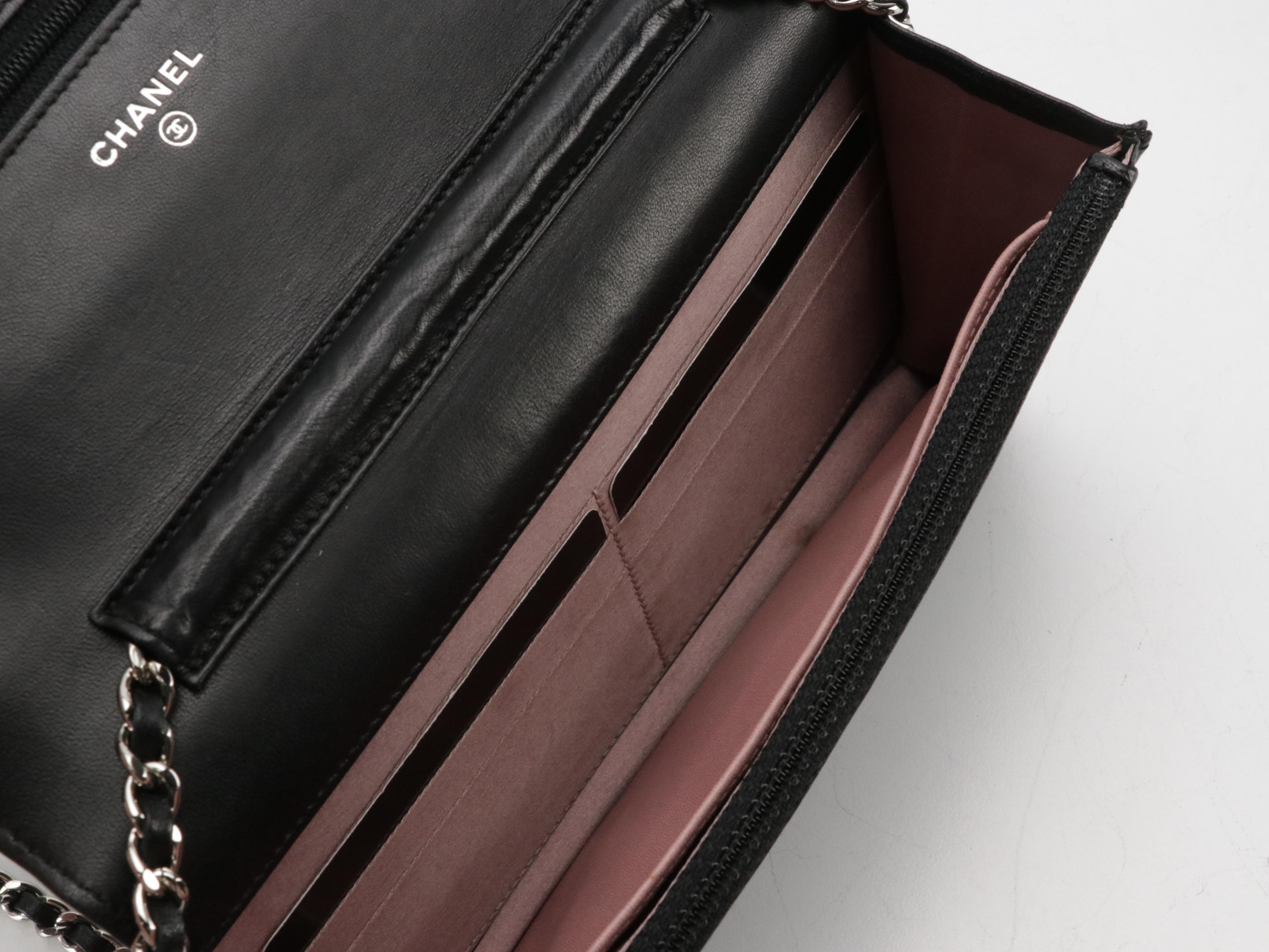 Chanel Camellia WOC in Black Embossed Lambskin Leather, With Box