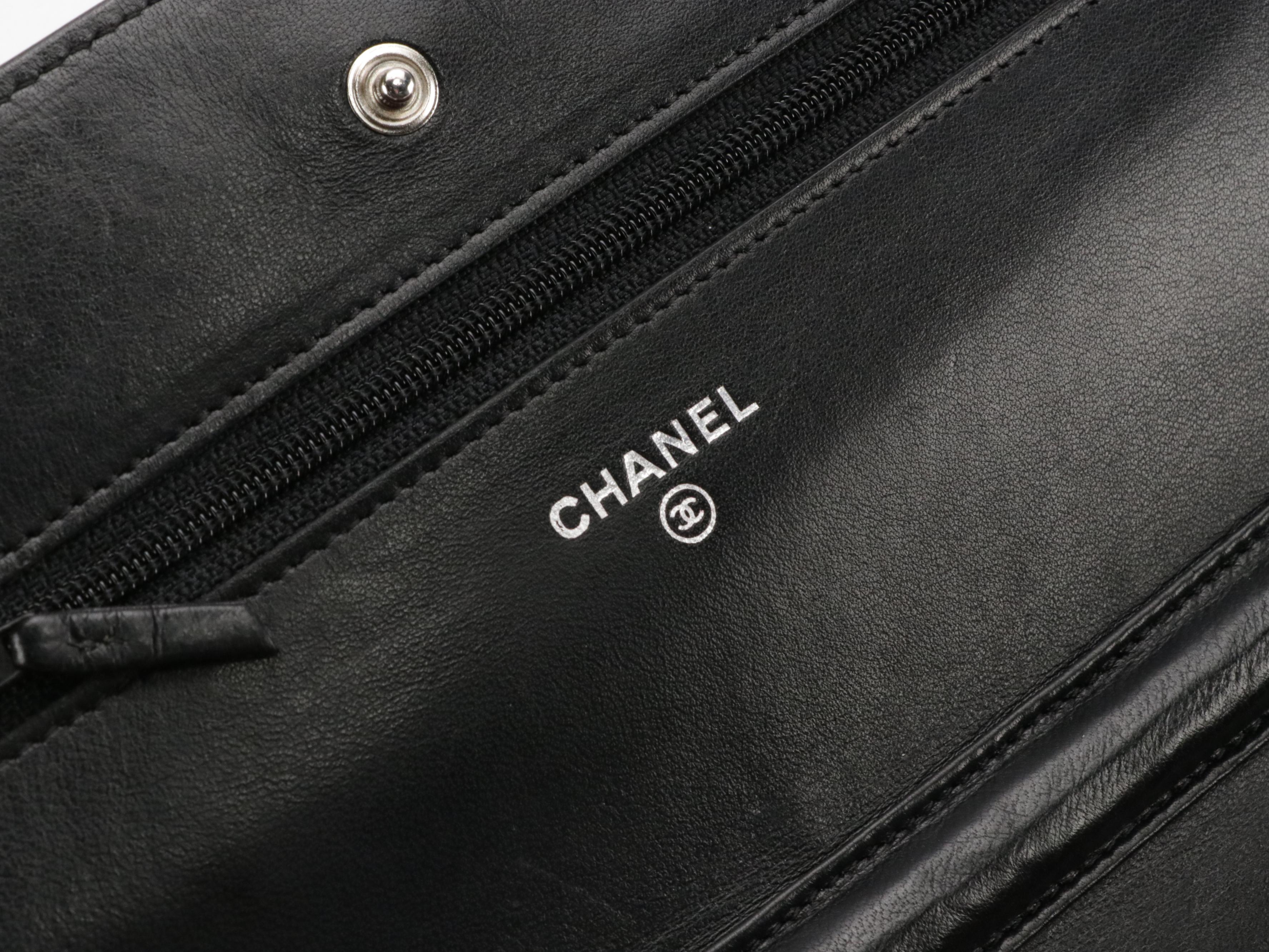 Chanel Camellia WOC in Black Embossed Lambskin Leather, With Box