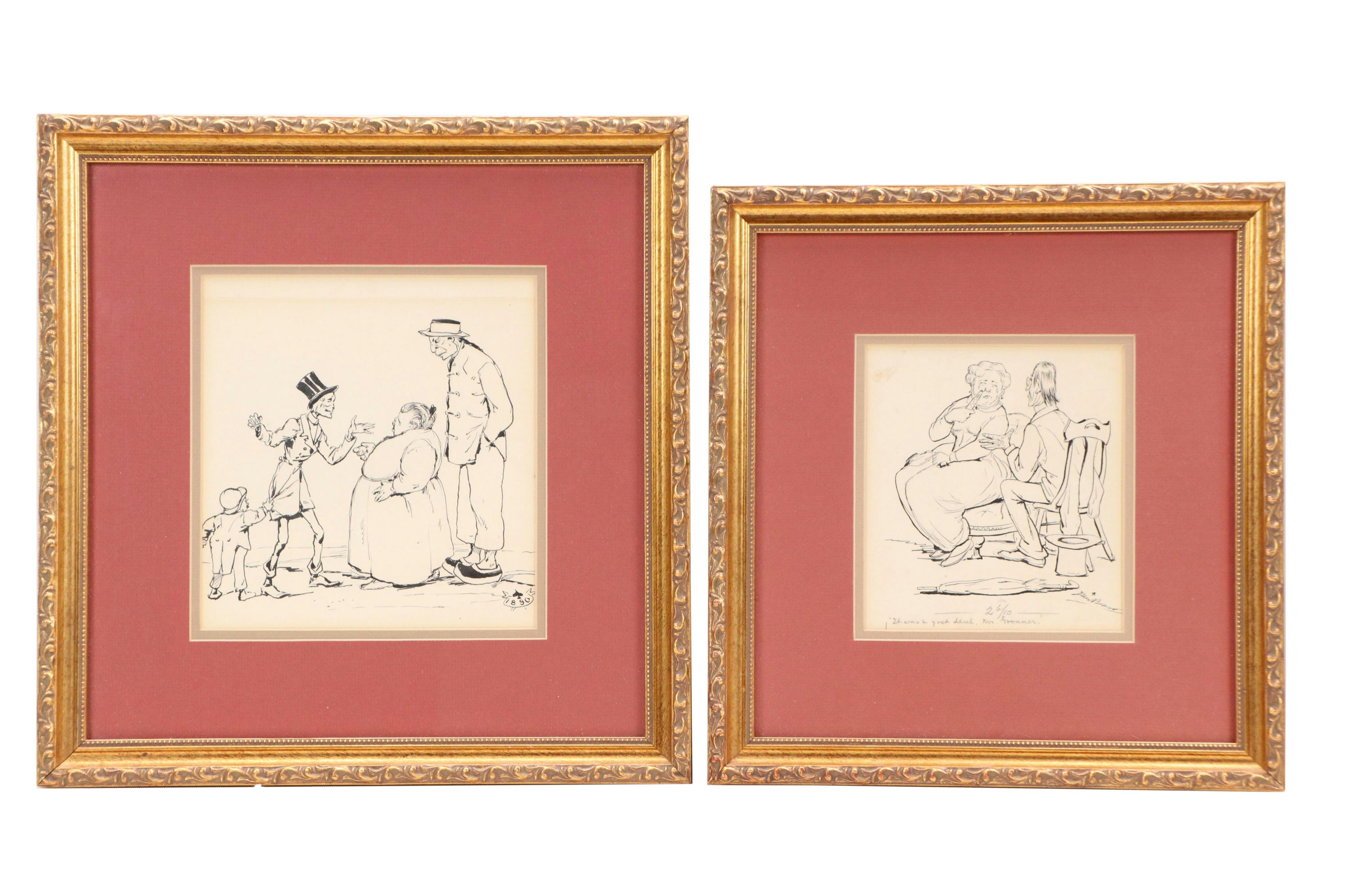 Daniel and Harry Beard Figural Ink Illustrations, Circa 1890