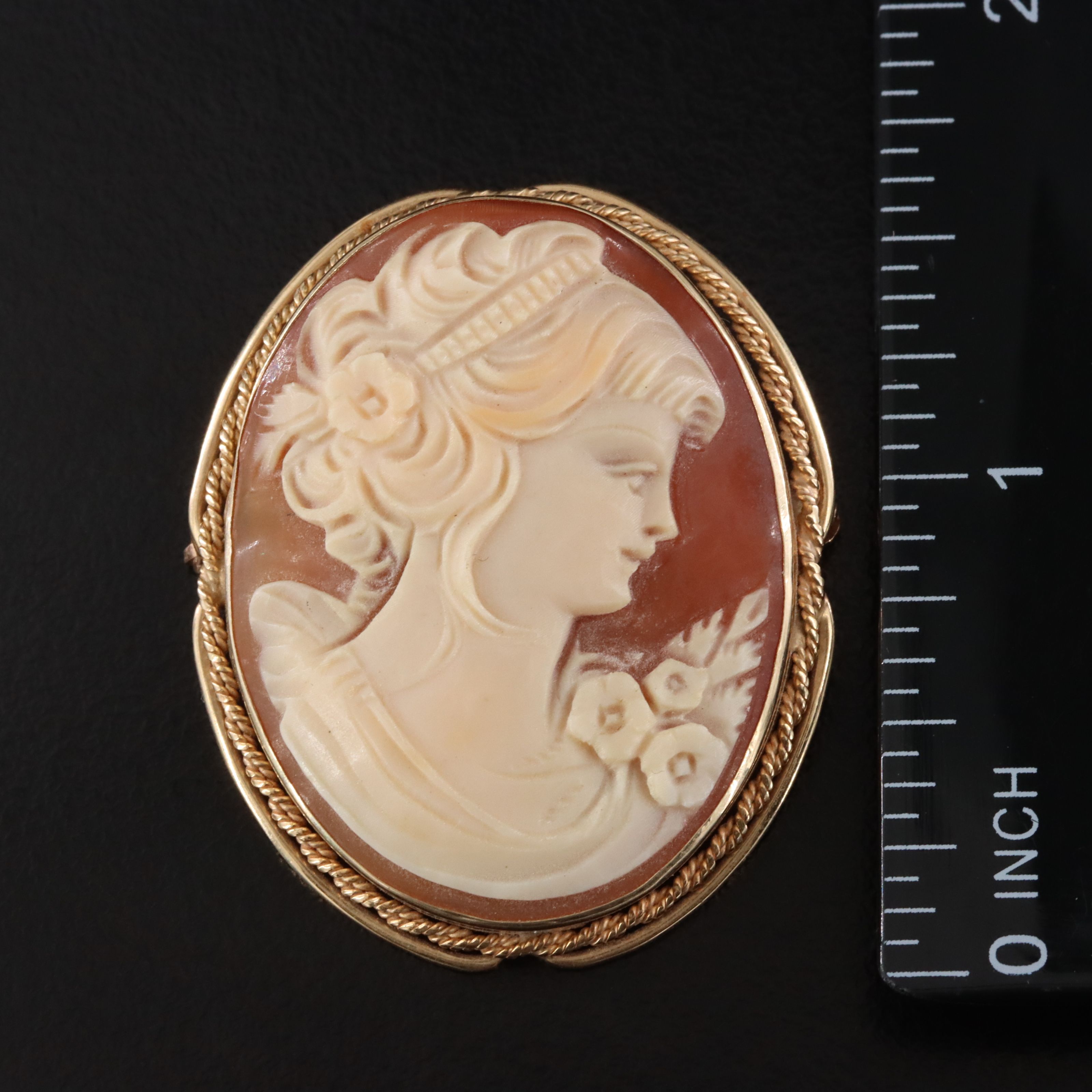 Antique 14K Shell Cameo Converter Brooch