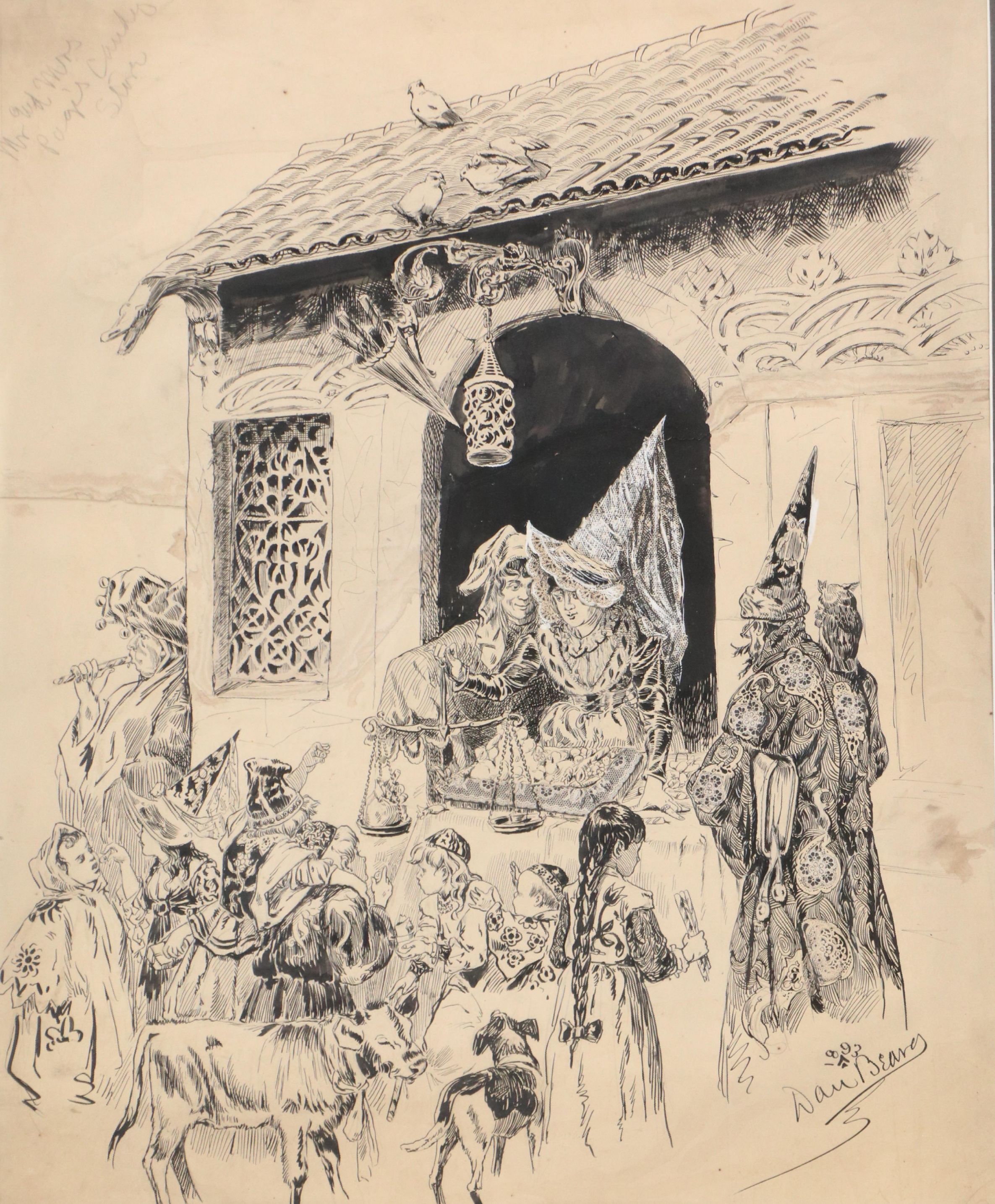 Daniel Beard Fantasy Ink Illustration "Mr. and Mrs. Page's Candy Store," 1993