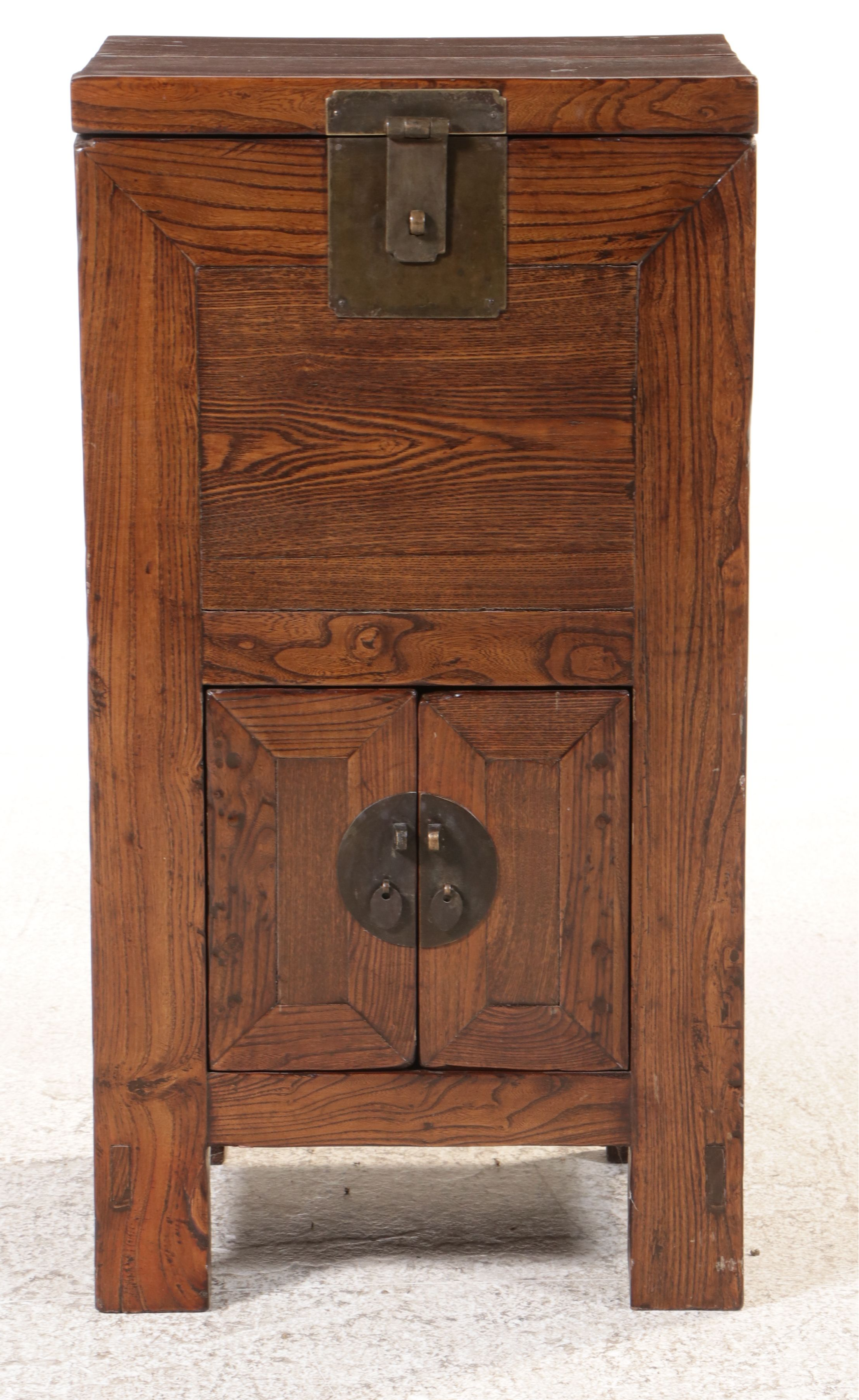 Chinese Brass Mounted Elm Cabinet