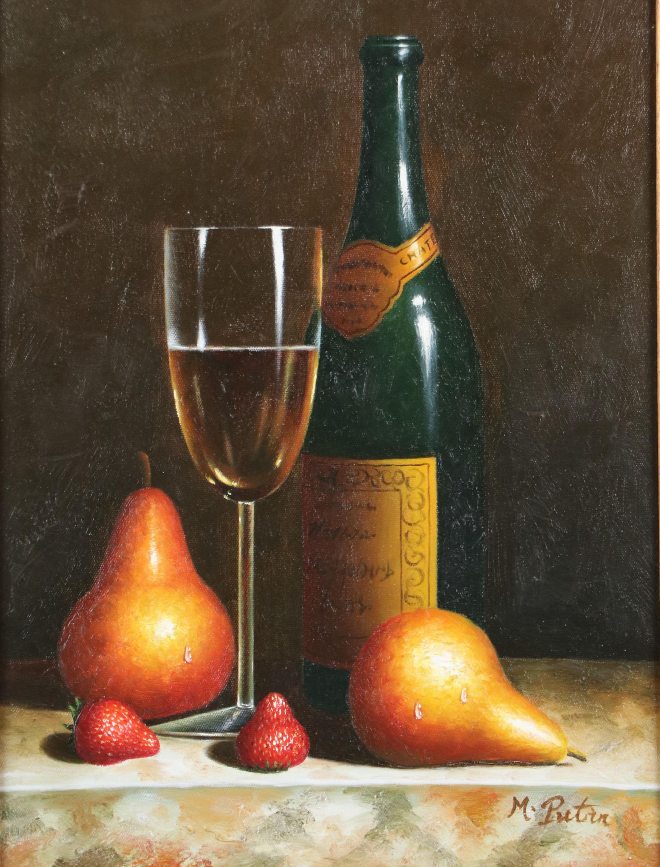 Mary Putin Still Life Oil Painting with Wine and Fruit, 2006