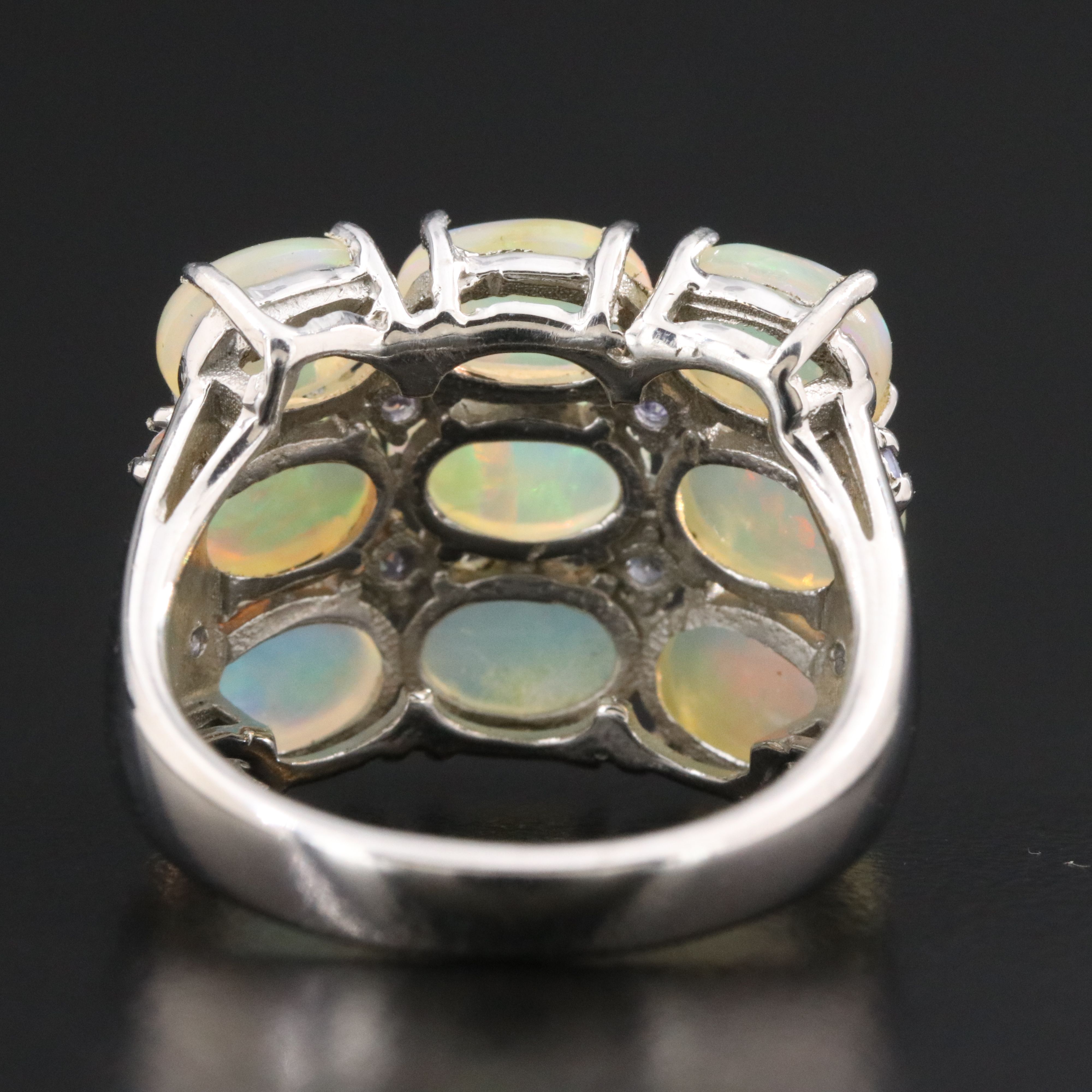 Sterling Opal and Tanzanite Ring