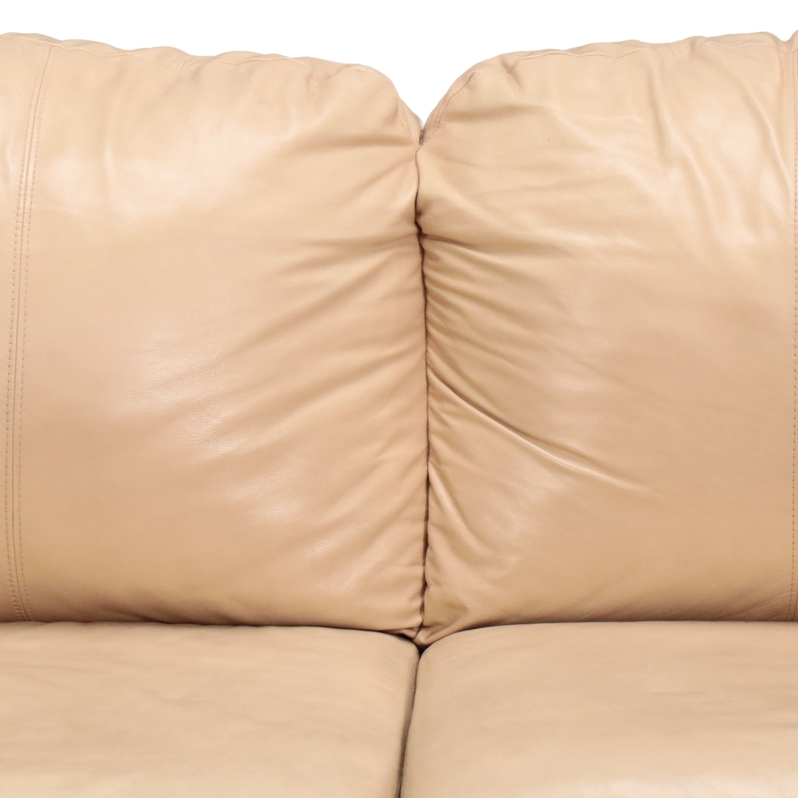 Overstuffed Leather Upholstered Loveseat