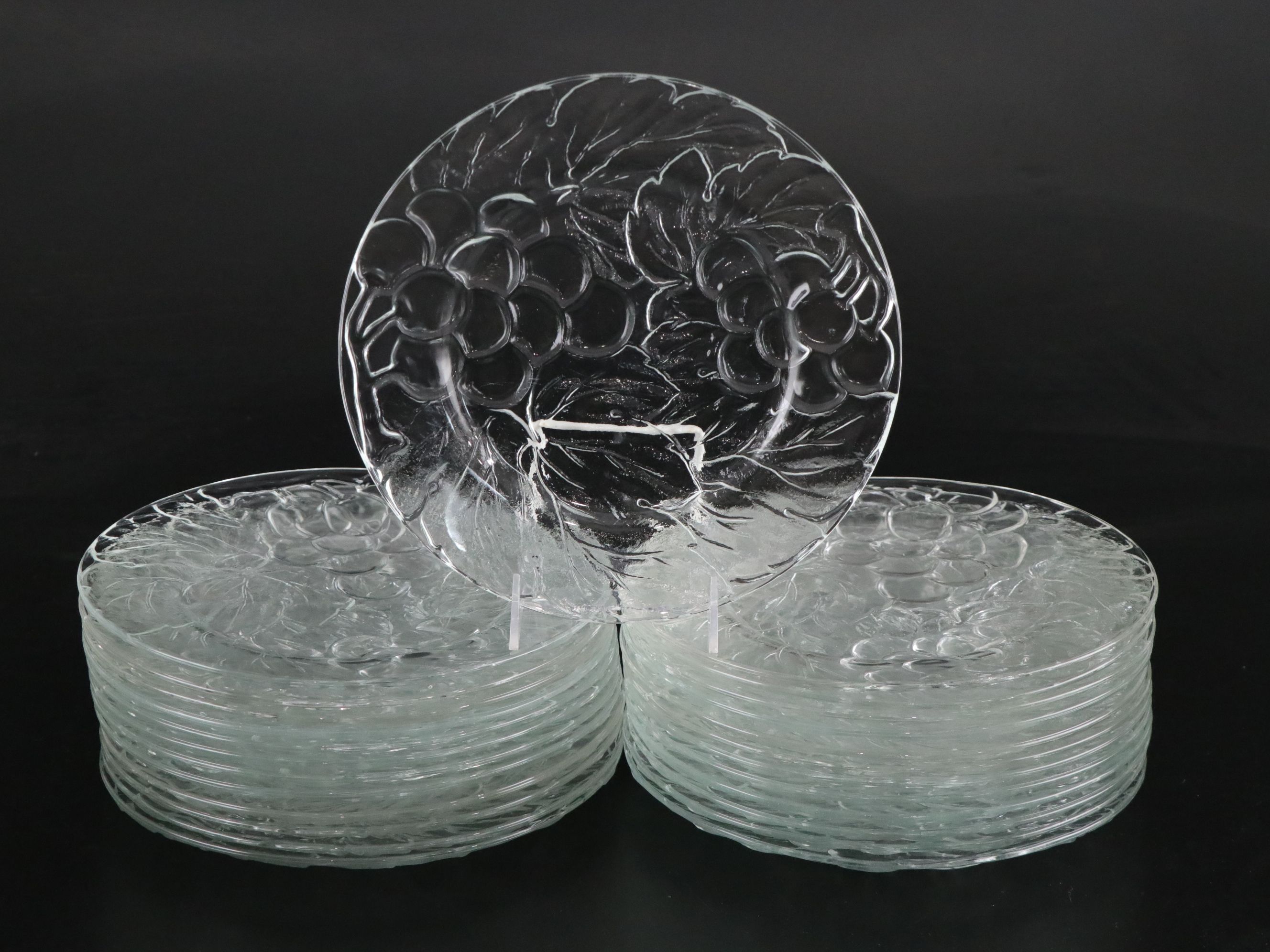 Kig Indonesian "Vintage Clear" Pressed Glass Collection of Dinner & Salad Plates