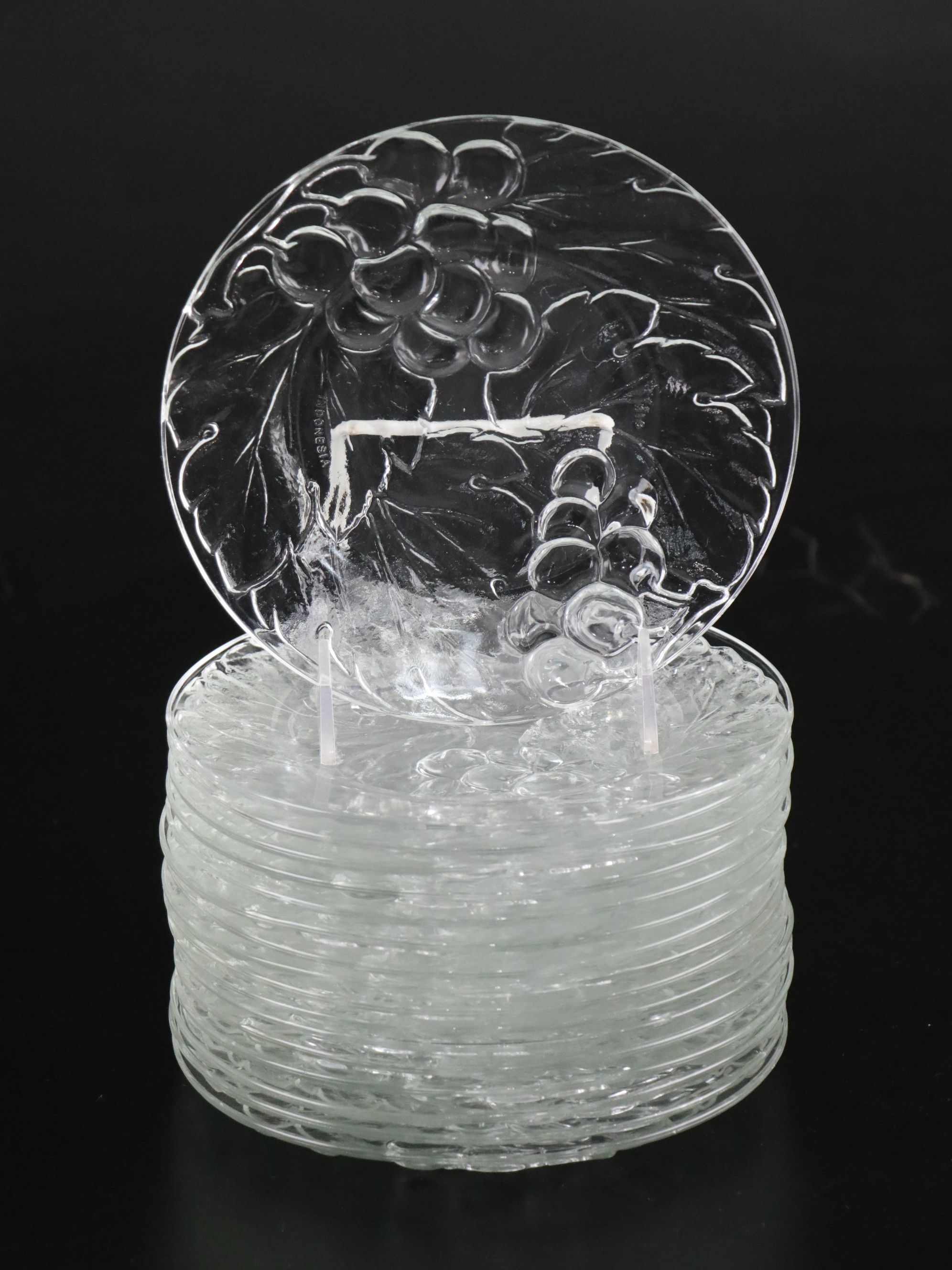 Kig Indonesian "Vintage Clear" Pressed Glass Collection of Dinner & Salad Plates