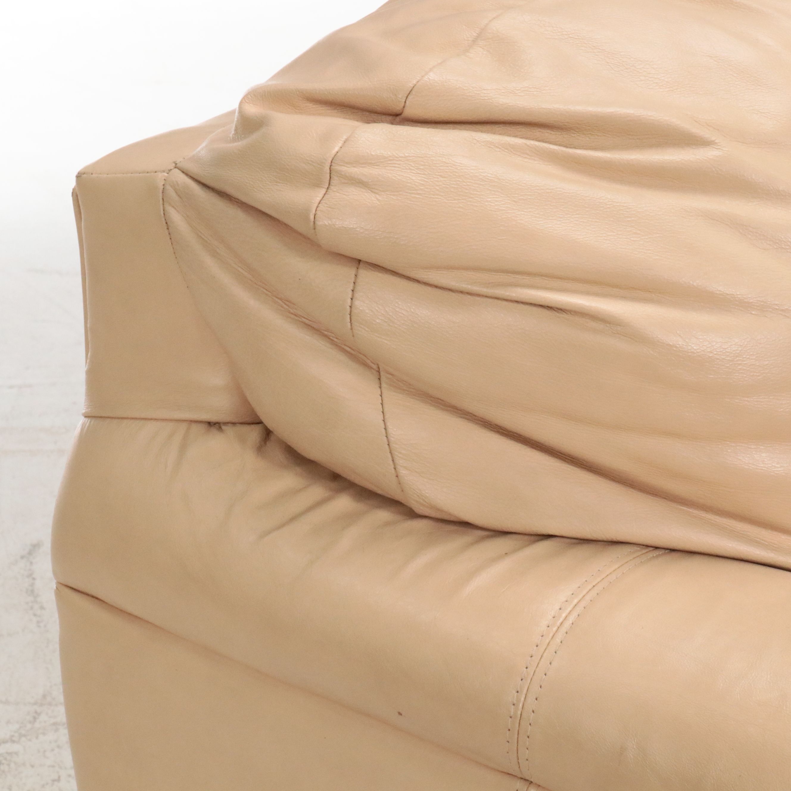 Overstuffed Leather Upholstered Loveseat