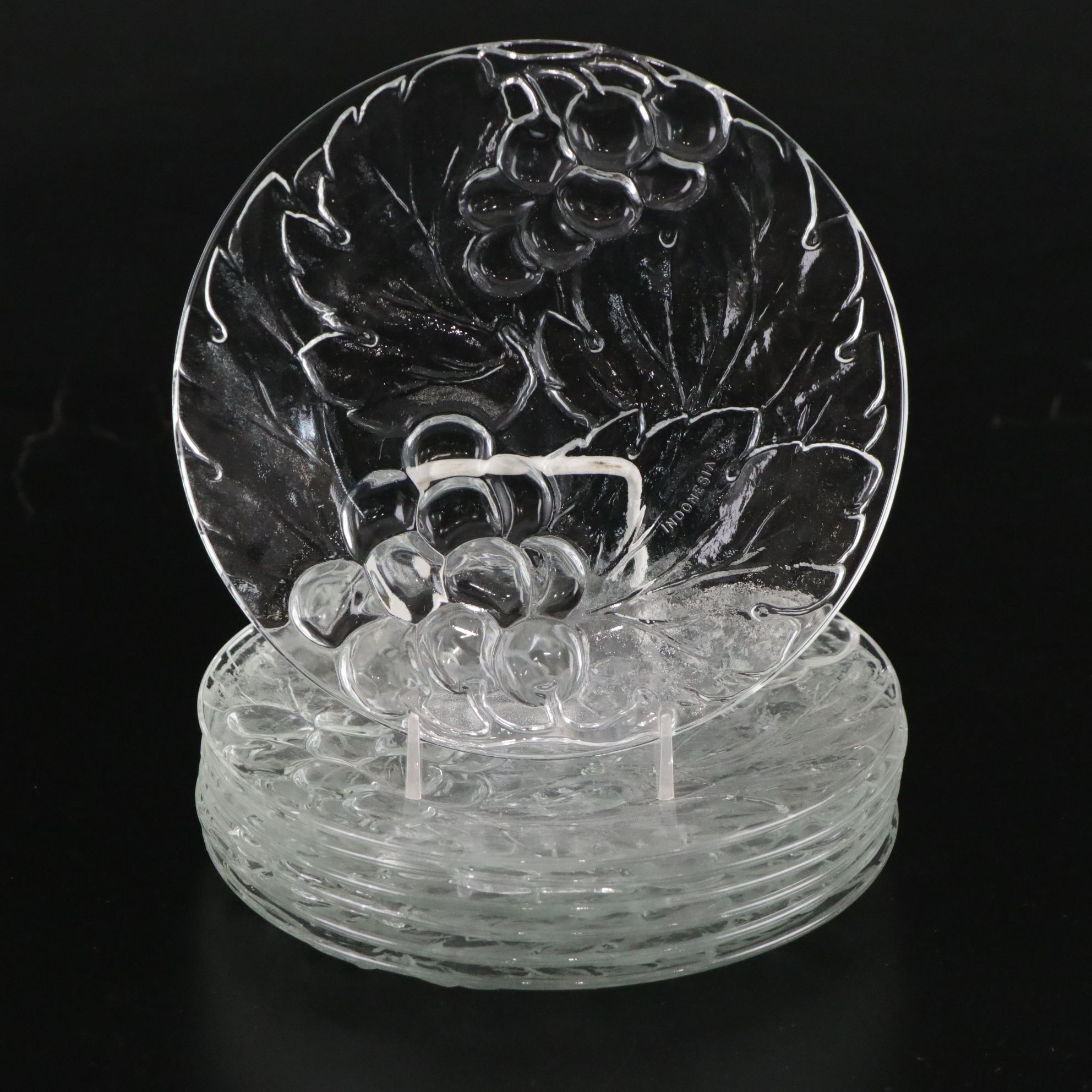 Kig Indonesian "Vintage Clear" Pressed Glass Collection of Dinner & Salad Plates
