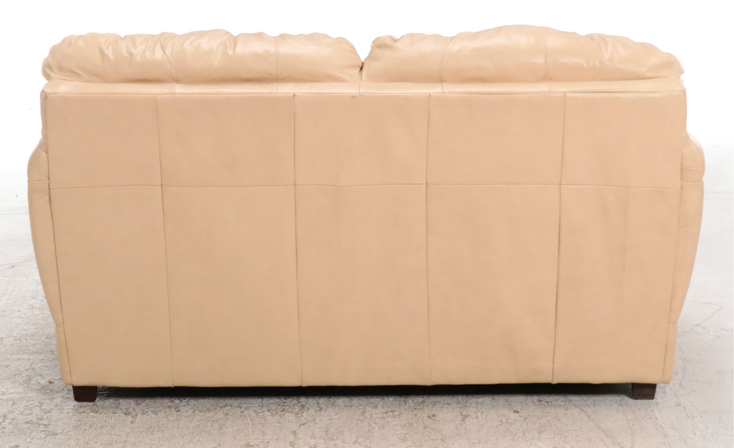 Overstuffed Leather Upholstered Loveseat