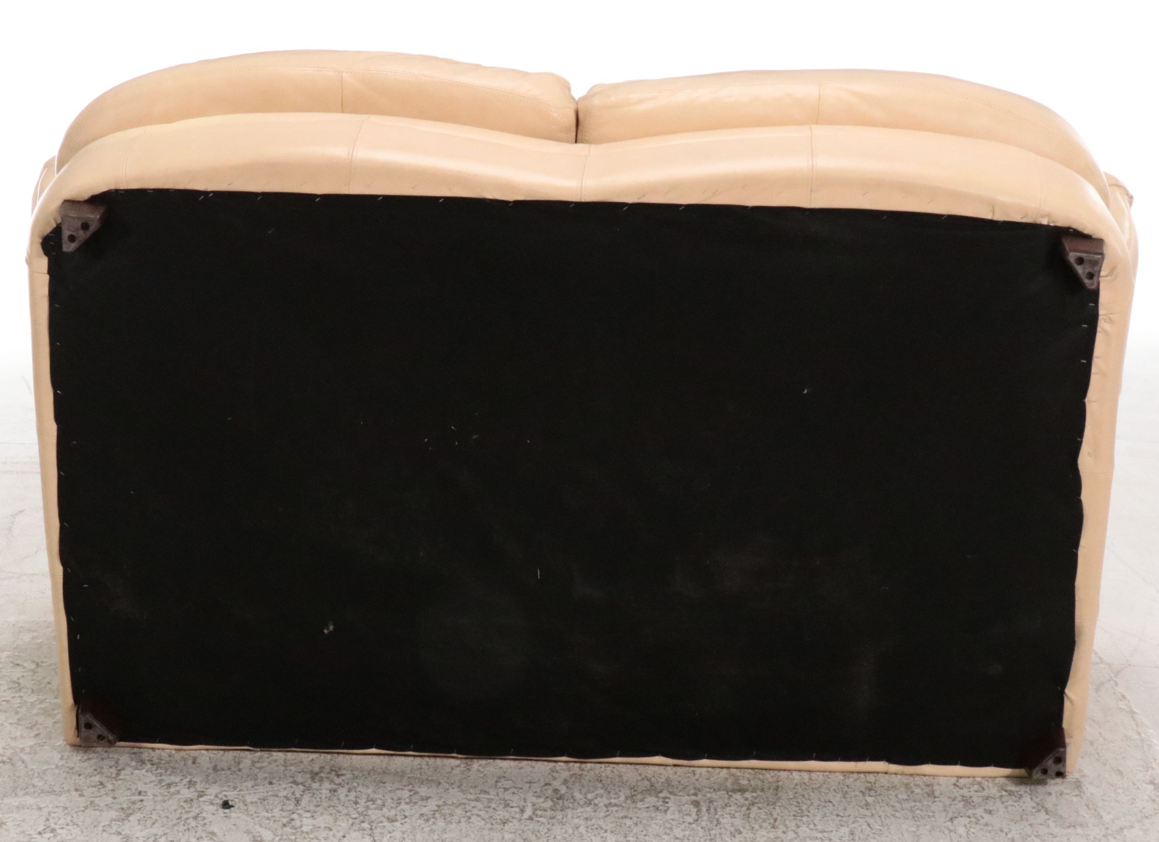 Overstuffed Leather Upholstered Loveseat