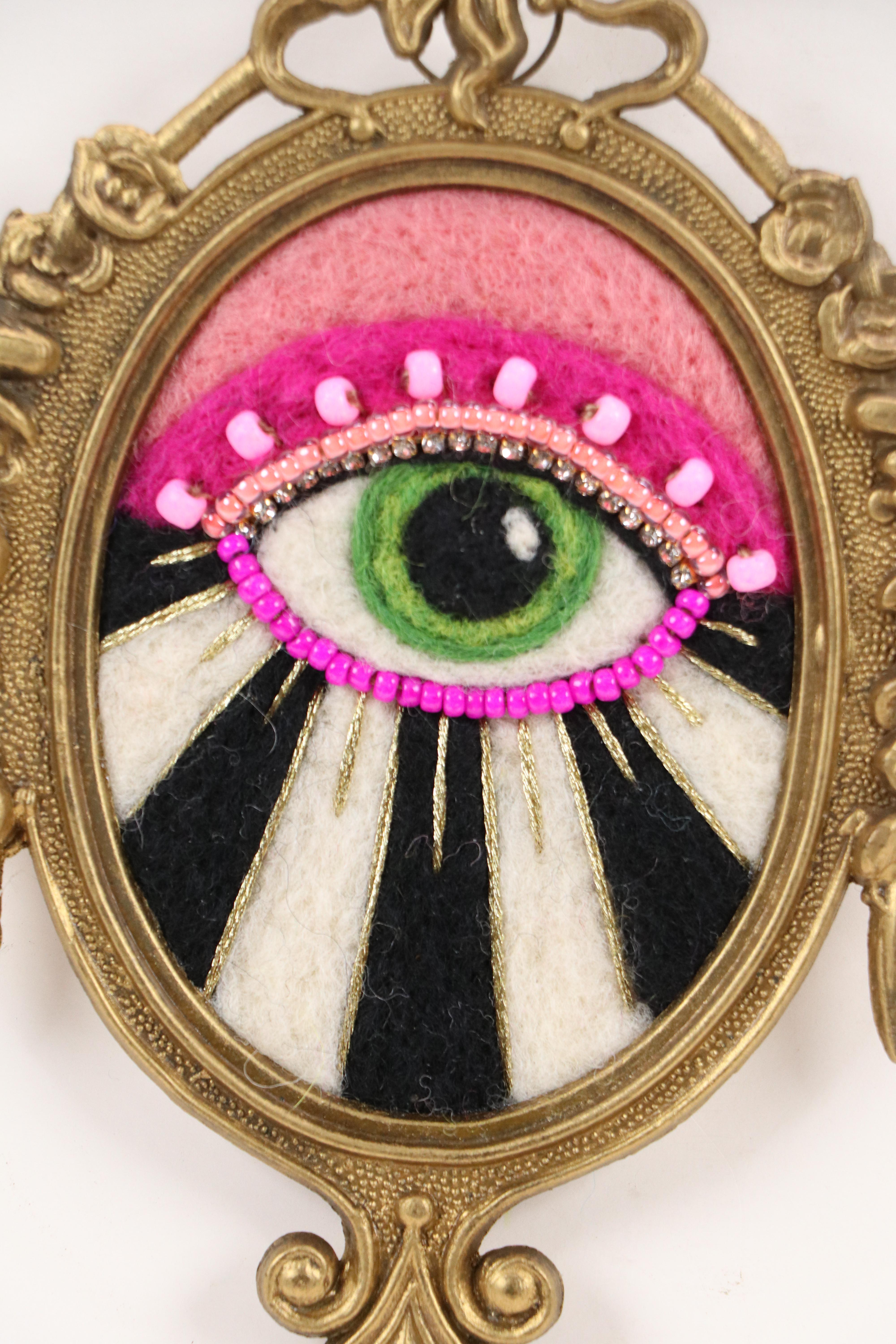 Sarah Miller Fiber Art Wall Hanging of Mystic Eye, 21st Century