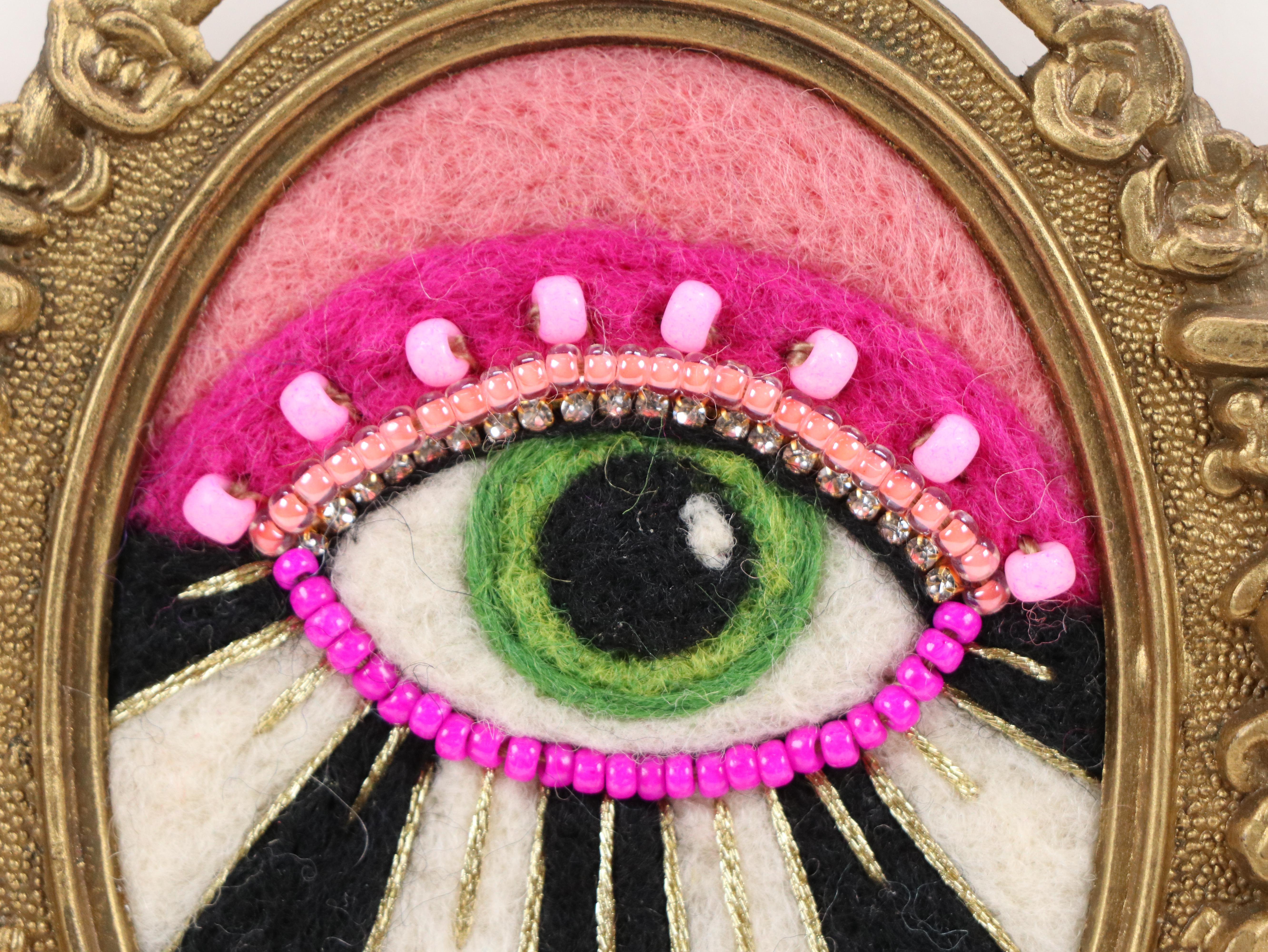 Sarah Miller Fiber Art Wall Hanging of Mystic Eye, 21st Century