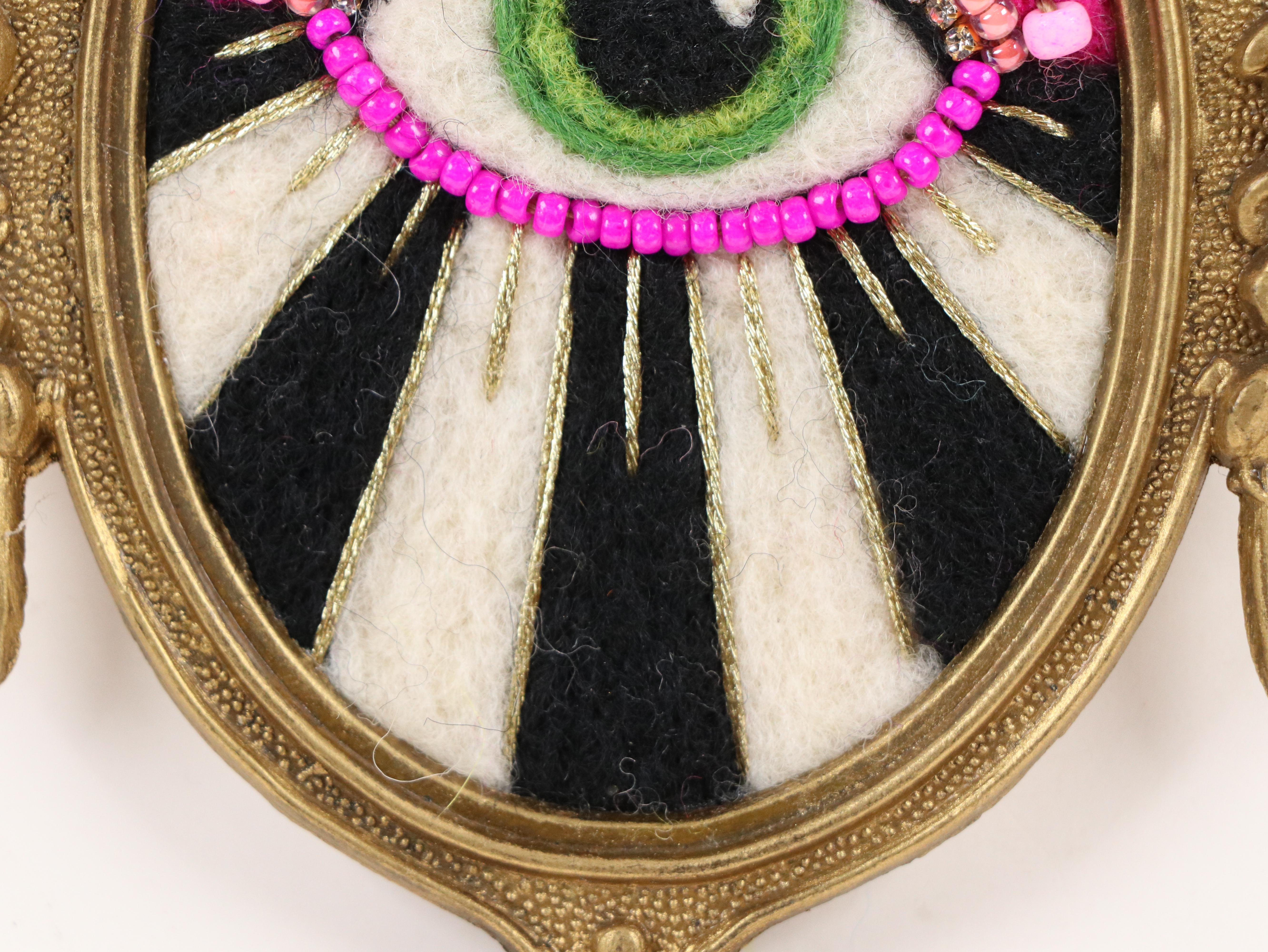 Sarah Miller Fiber Art Wall Hanging of Mystic Eye, 21st Century