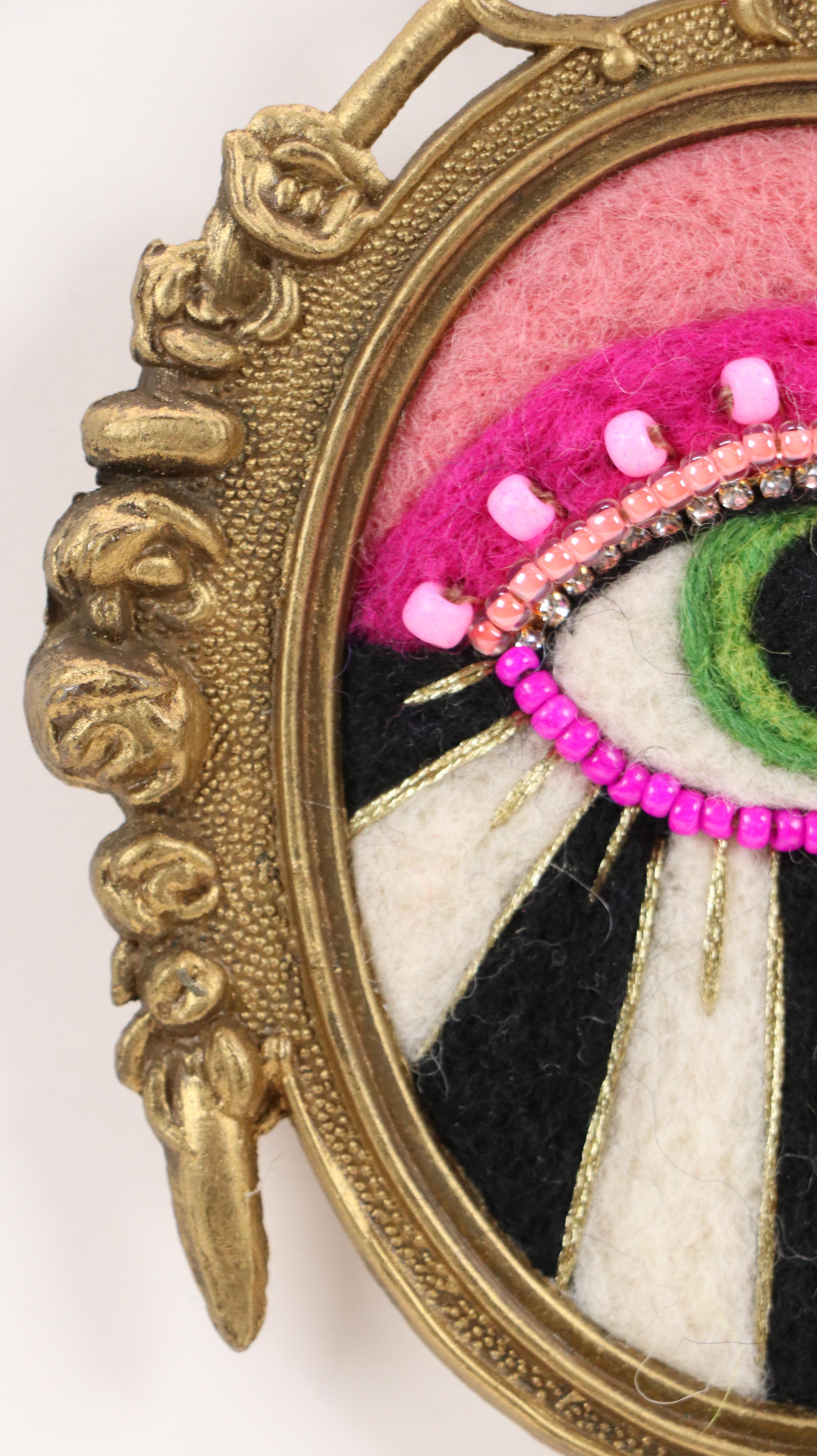 Sarah Miller Fiber Art Wall Hanging of Mystic Eye, 21st Century