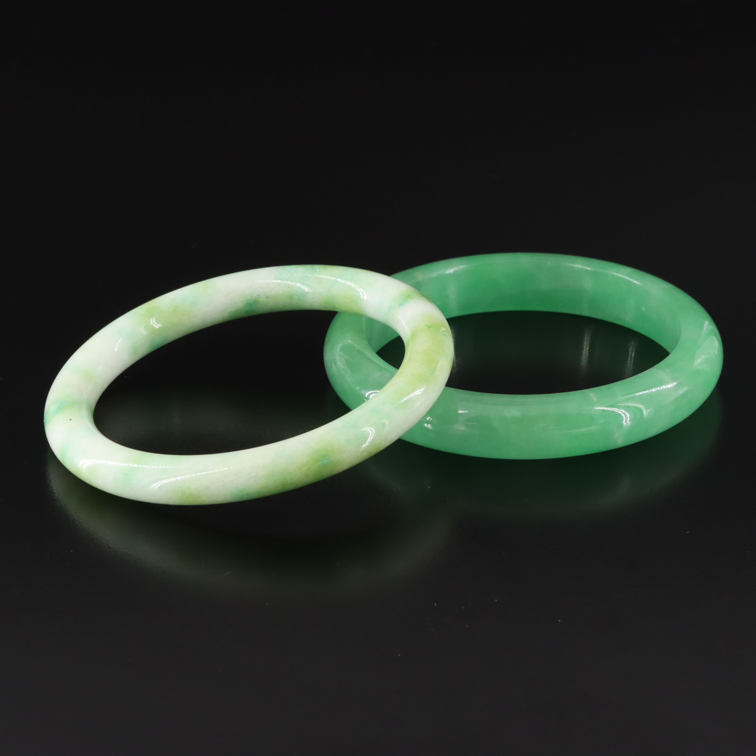 Jadeite and Calcite Hololith Bangles