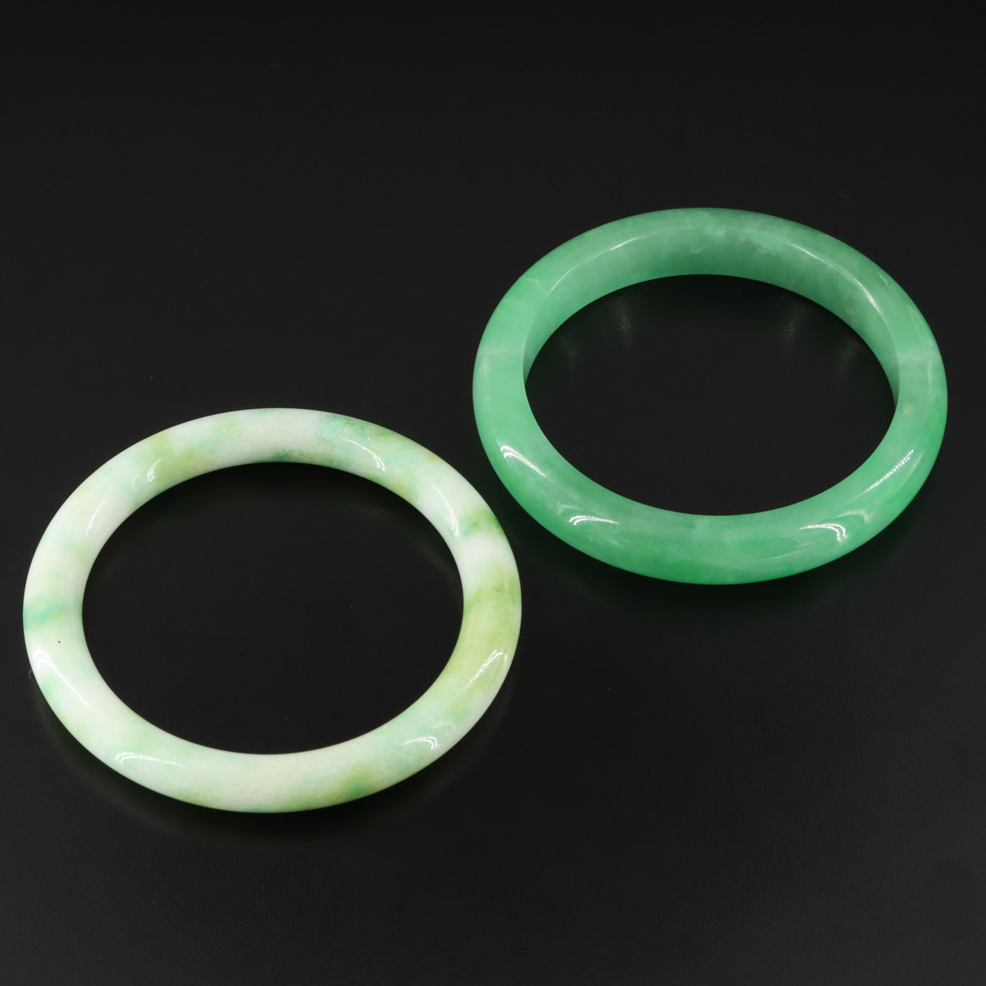 Jadeite and Calcite Hololith Bangles