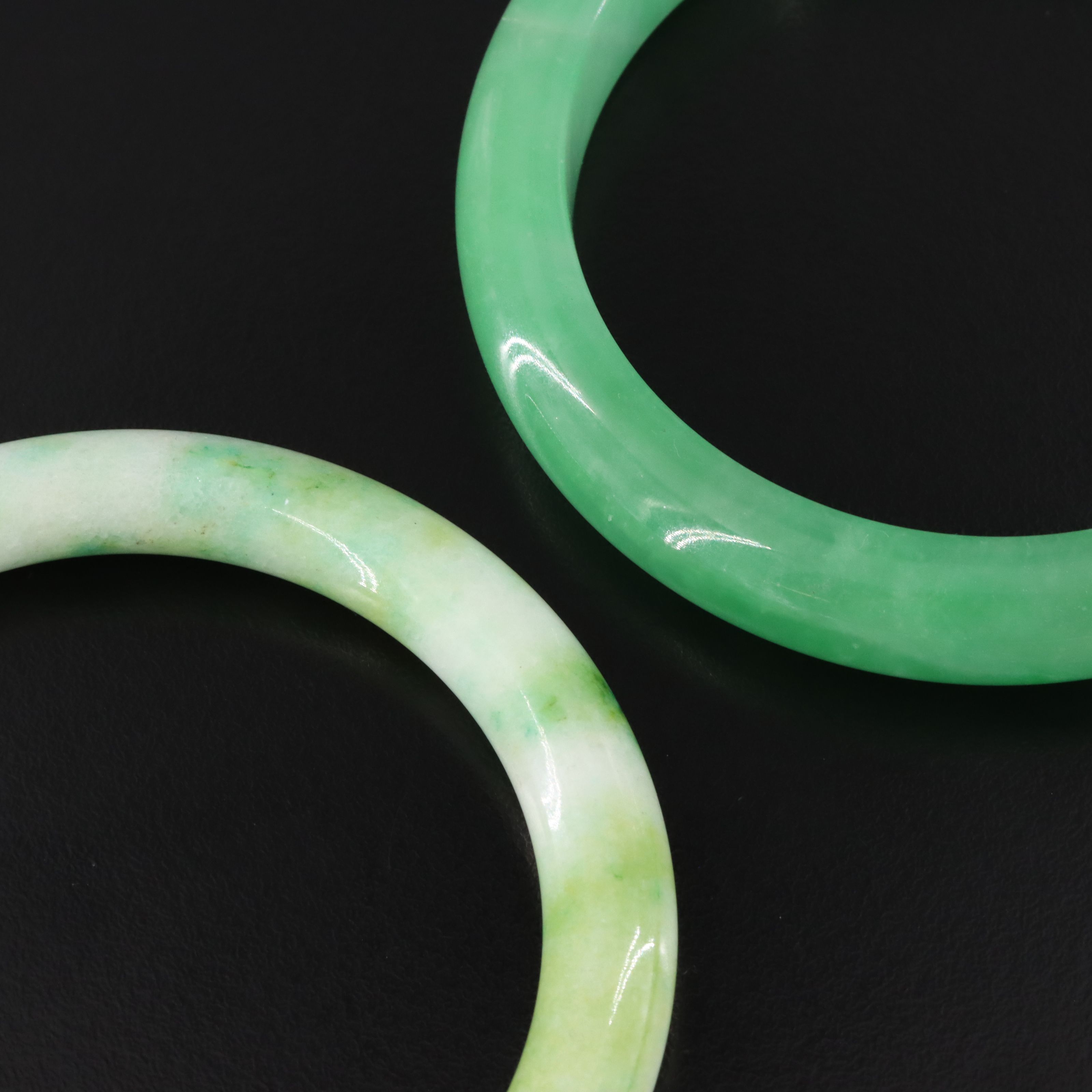 Jadeite and Calcite Hololith Bangles