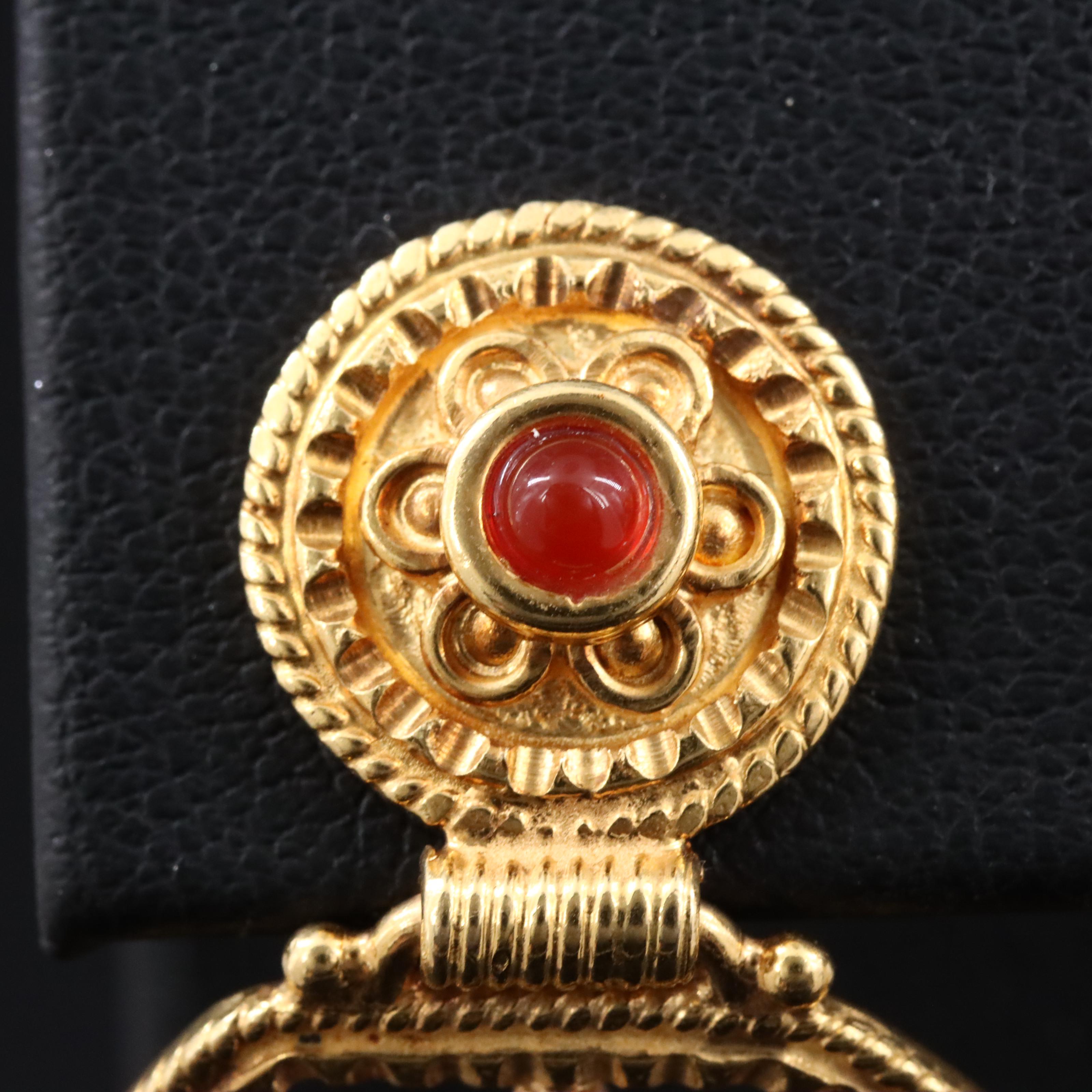 18K Carnelian Horse and Sulky Earrings