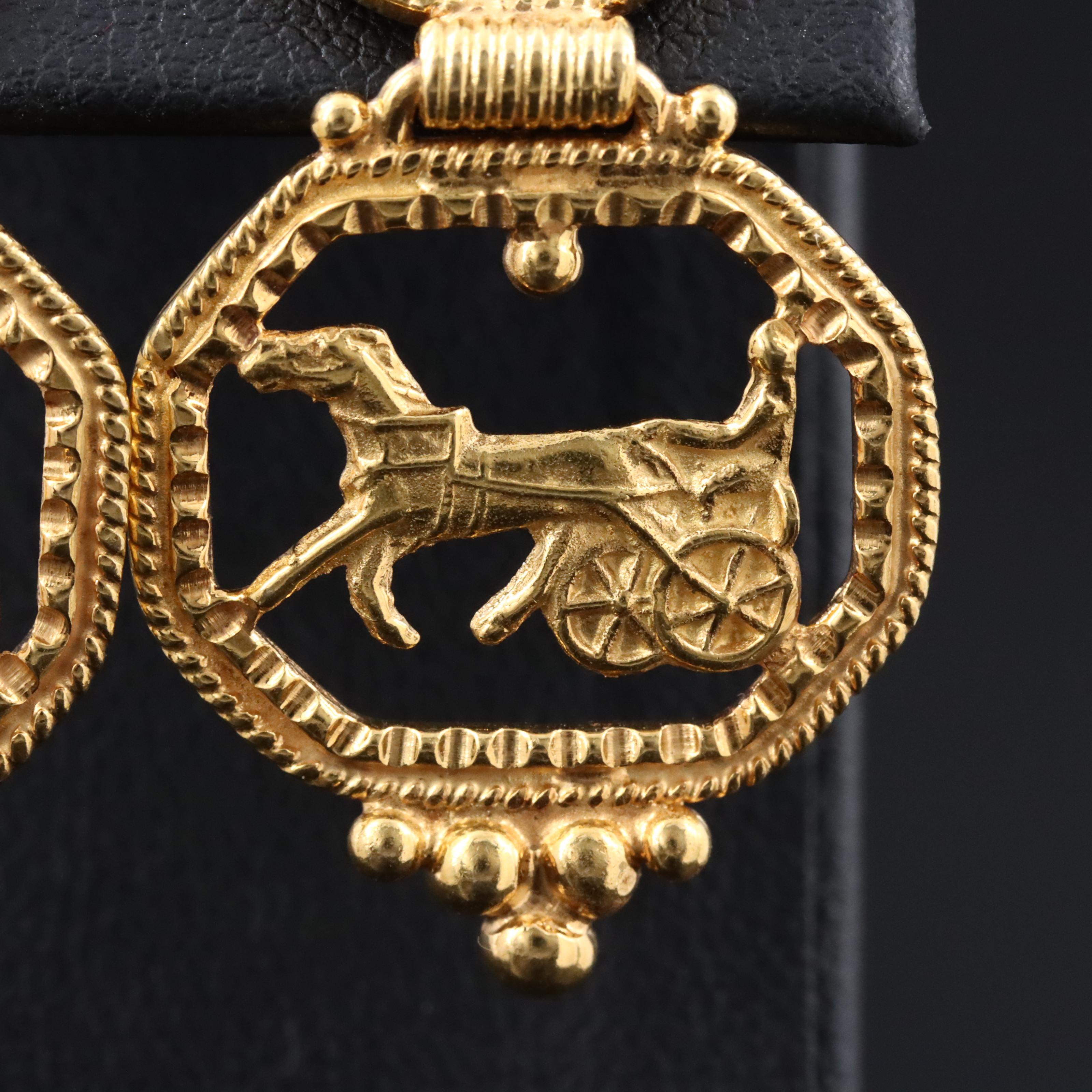 18K Carnelian Horse and Sulky Earrings