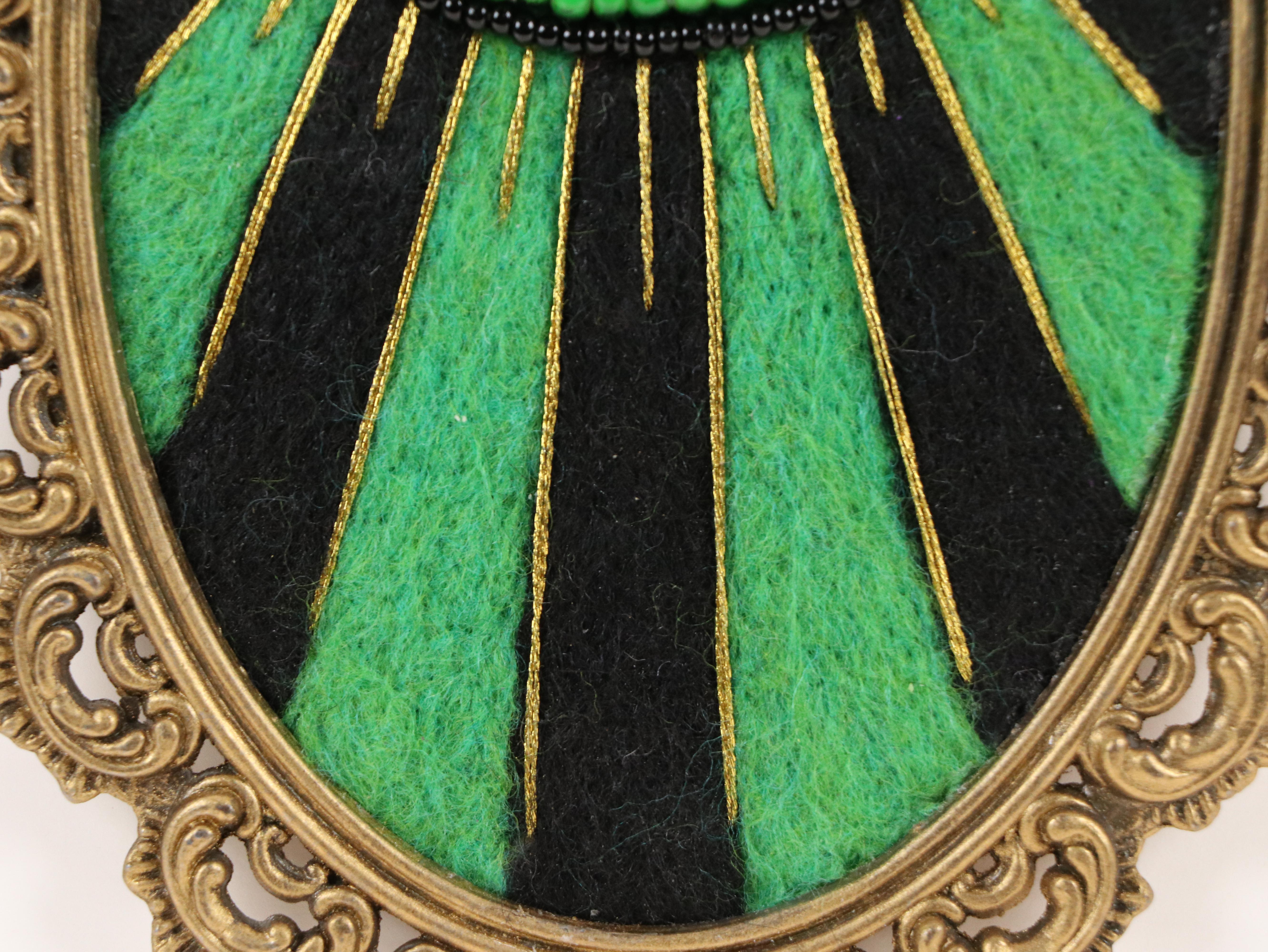 Sarah Miller Fiber Art Wall Hanging of Mystic Eye "Visions of Verdigris"