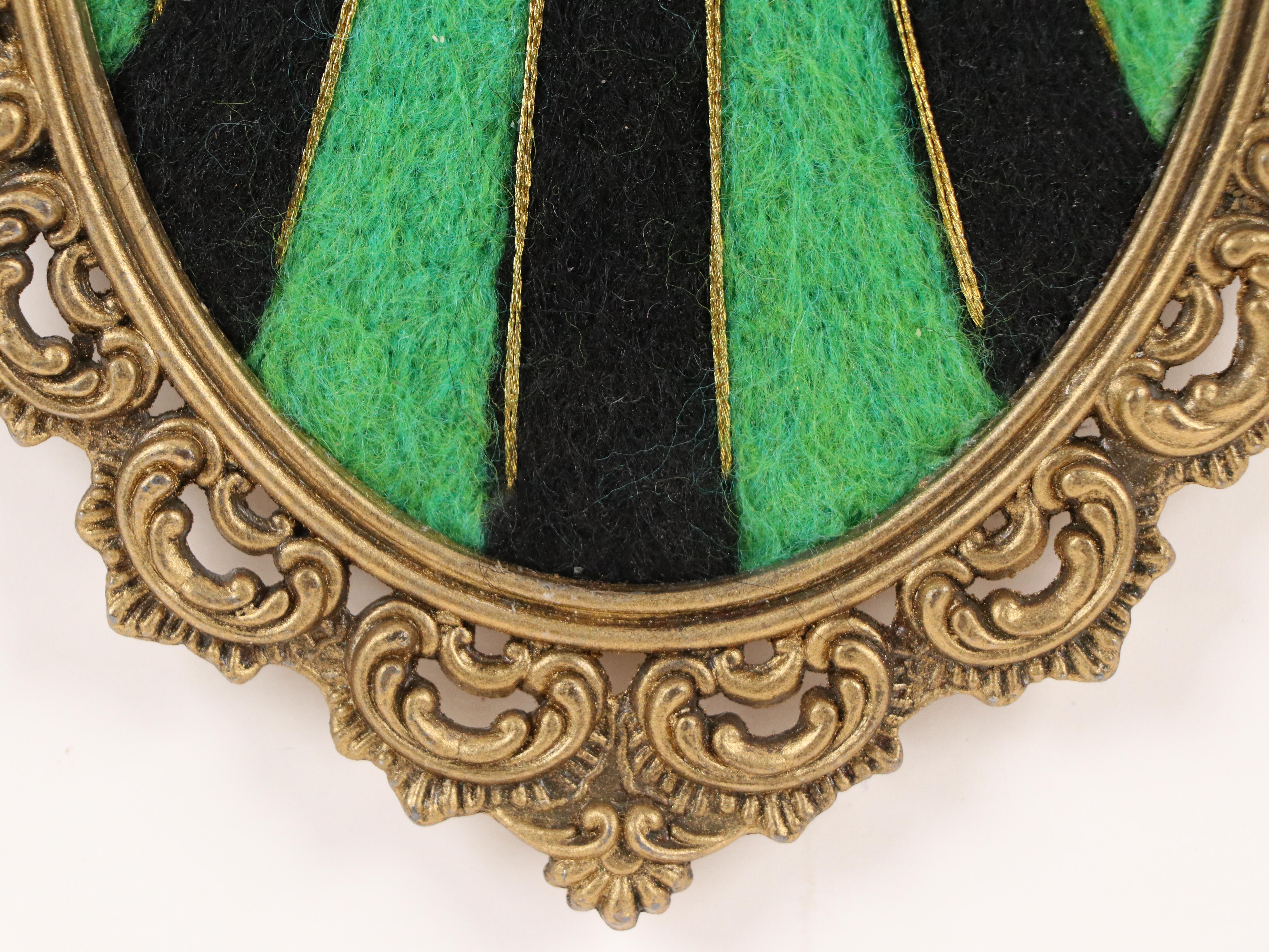 Sarah Miller Fiber Art Wall Hanging of Mystic Eye "Visions of Verdigris"