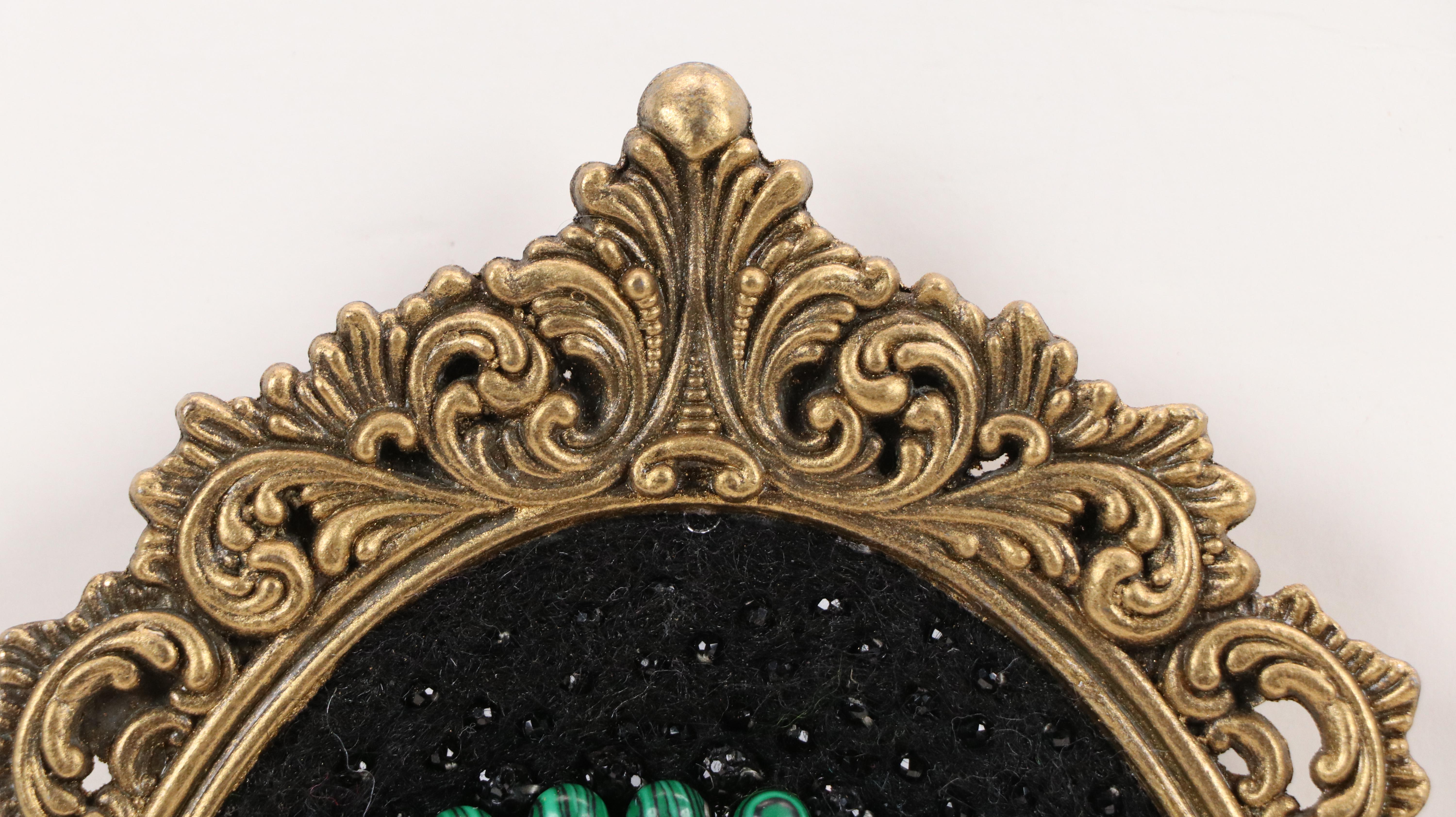 Sarah Miller Fiber Art Wall Hanging of Mystic Eye "Visions of Verdigris"