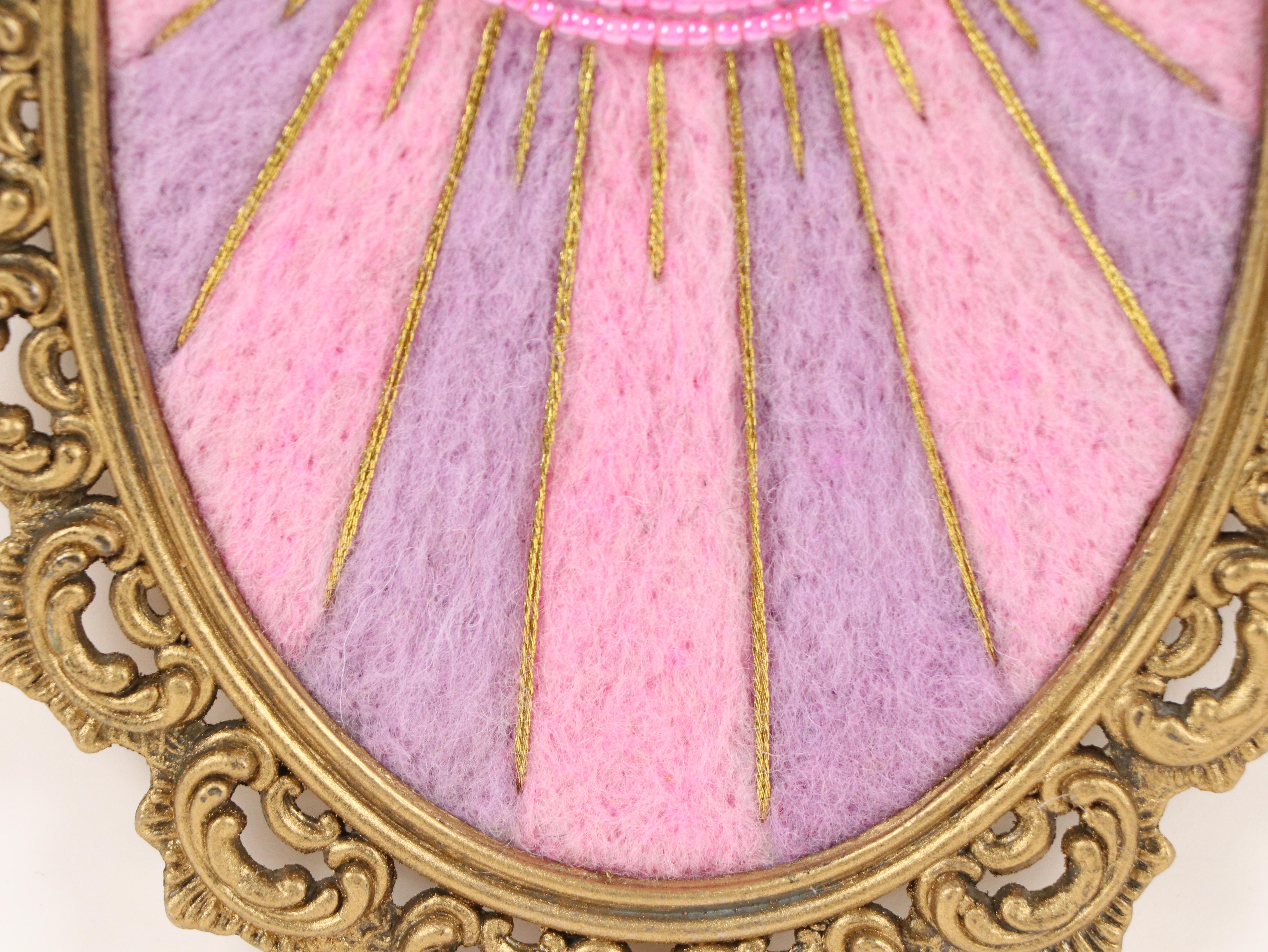 Sarah Miller Fiber Art Wall Hanging Art of Mystic Eye "Perfectly Pink-a-Fied"