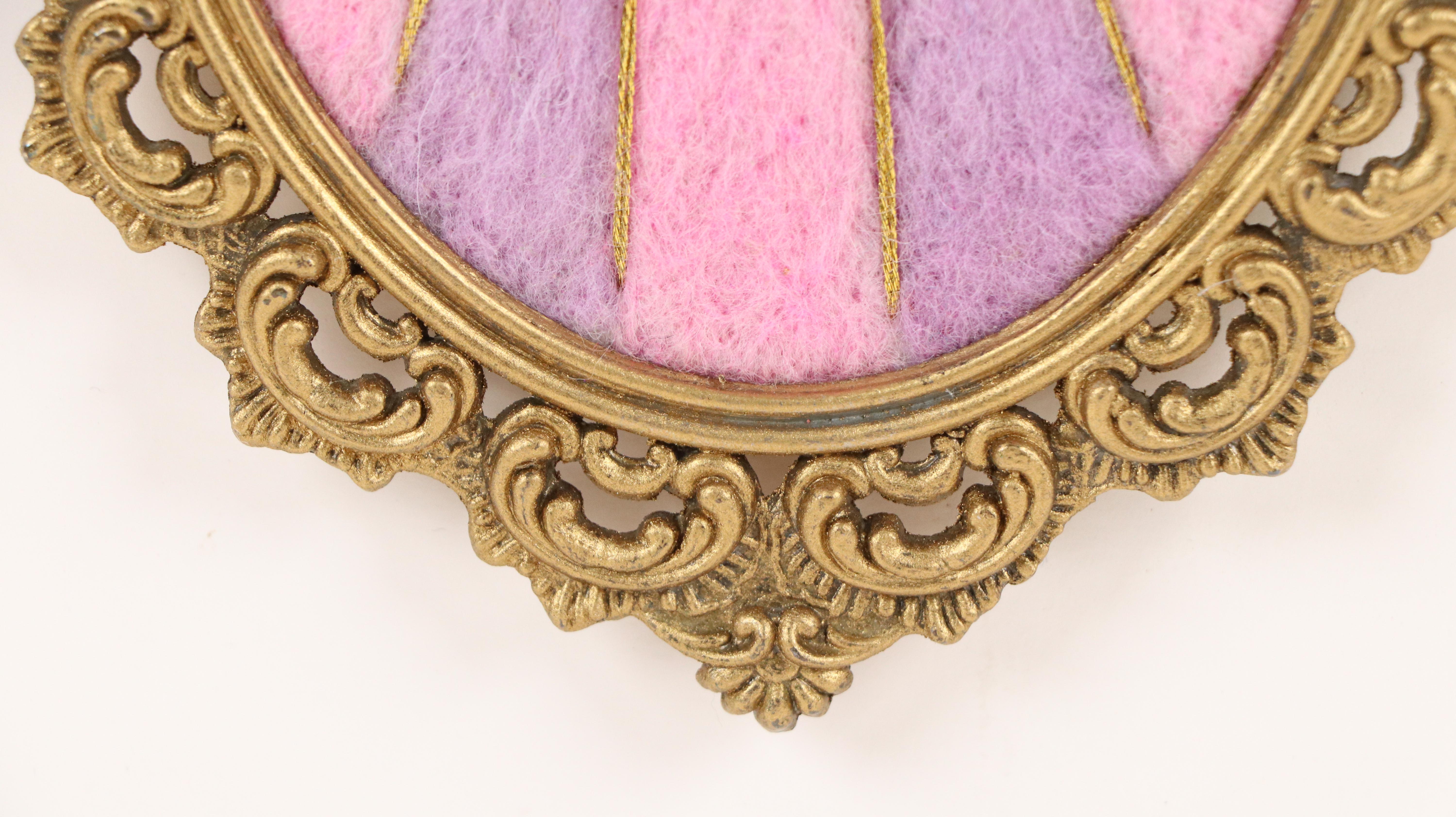 Sarah Miller Fiber Art Wall Hanging Art of Mystic Eye "Perfectly Pink-a-Fied"