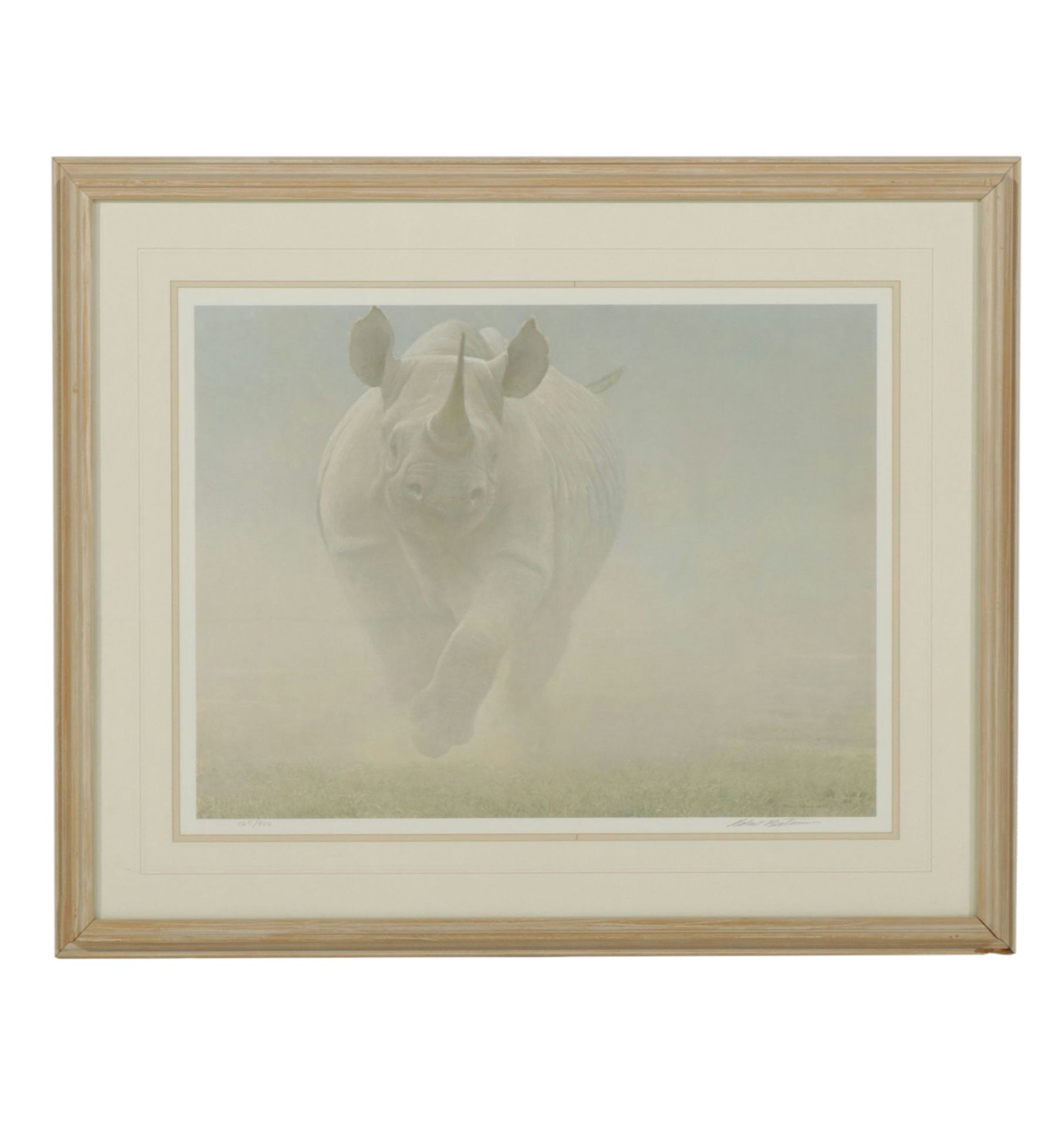 Robert Bateman Offset Lithograph "Power Play - Rhinoceros", 1991