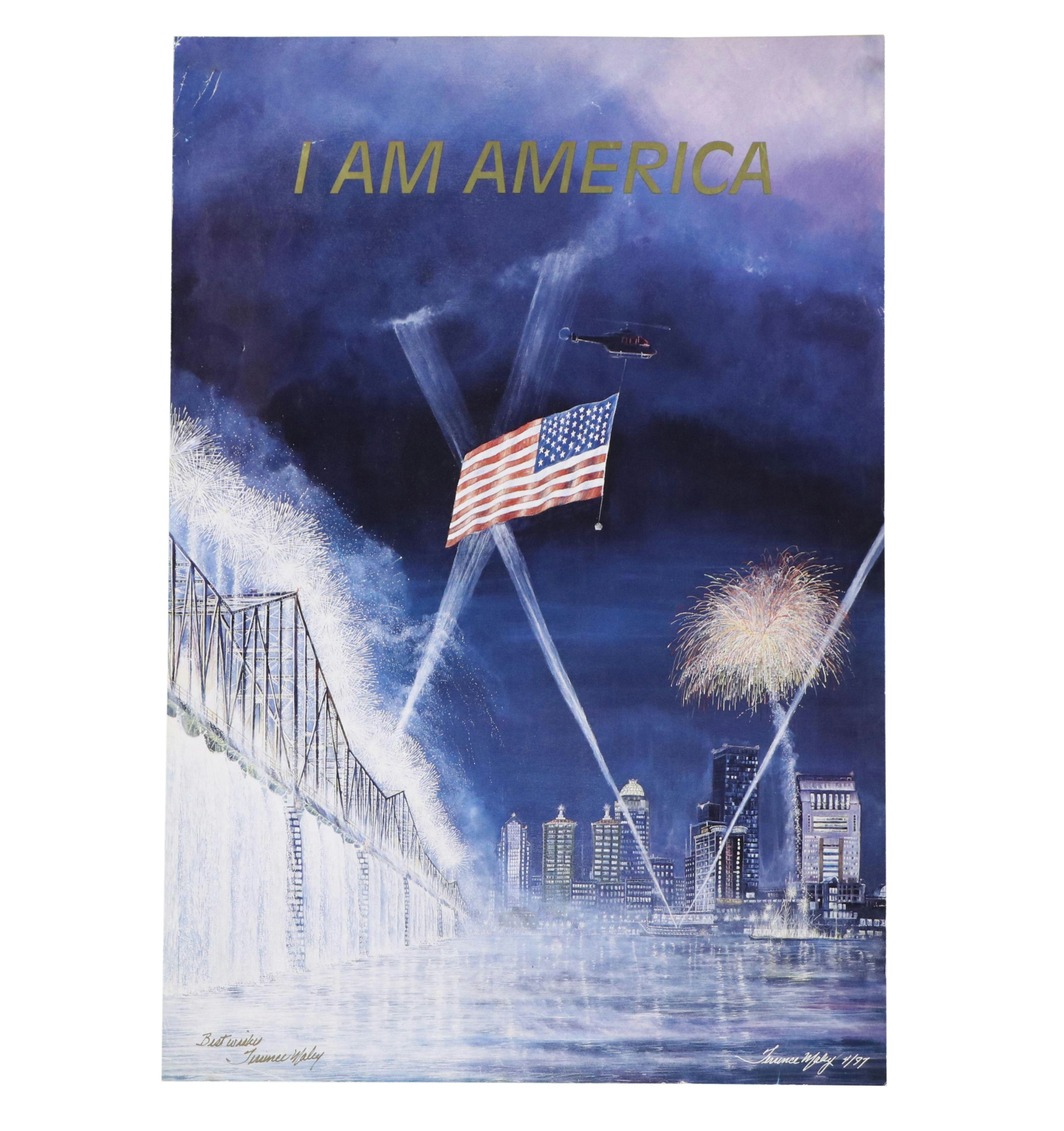 Terence Mally Offset Lithograph Poster "I Am America"