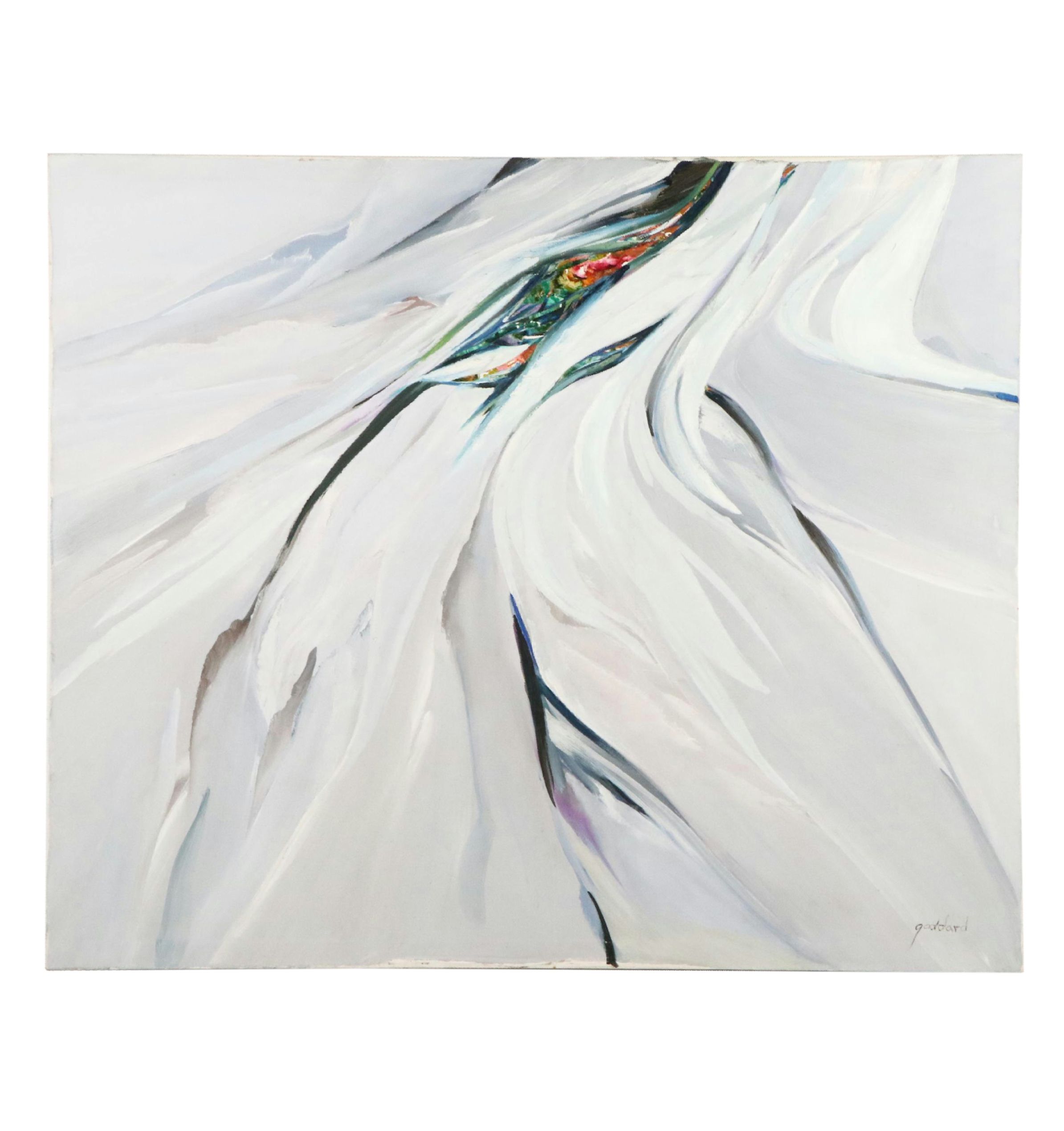 Goddard Abstract Floral Oil Painting, Late 20th or 21st Century