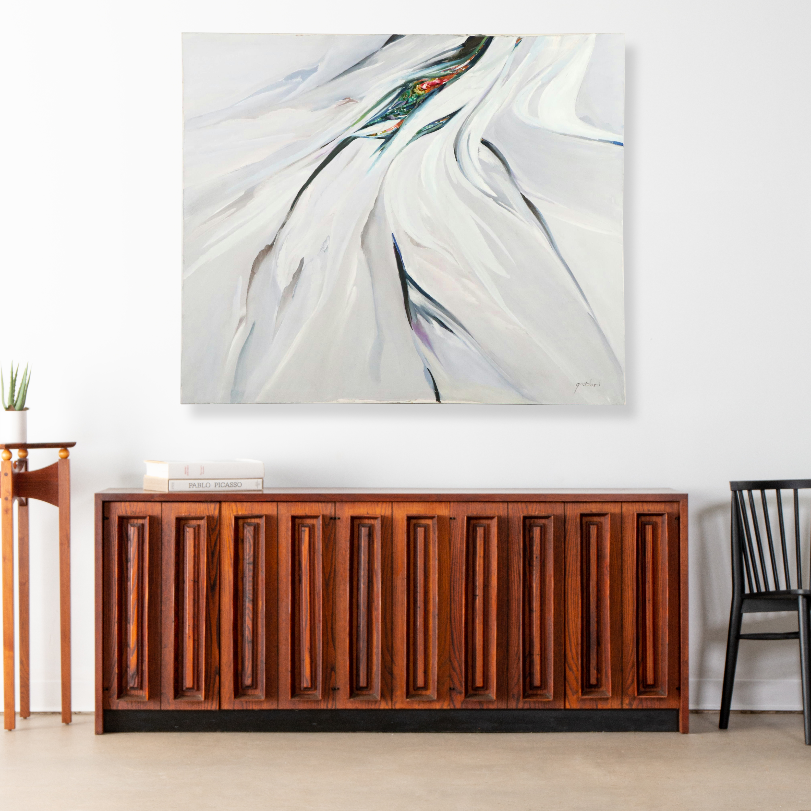 Goddard Abstract Floral Oil Painting, Late 20th or 21st Century