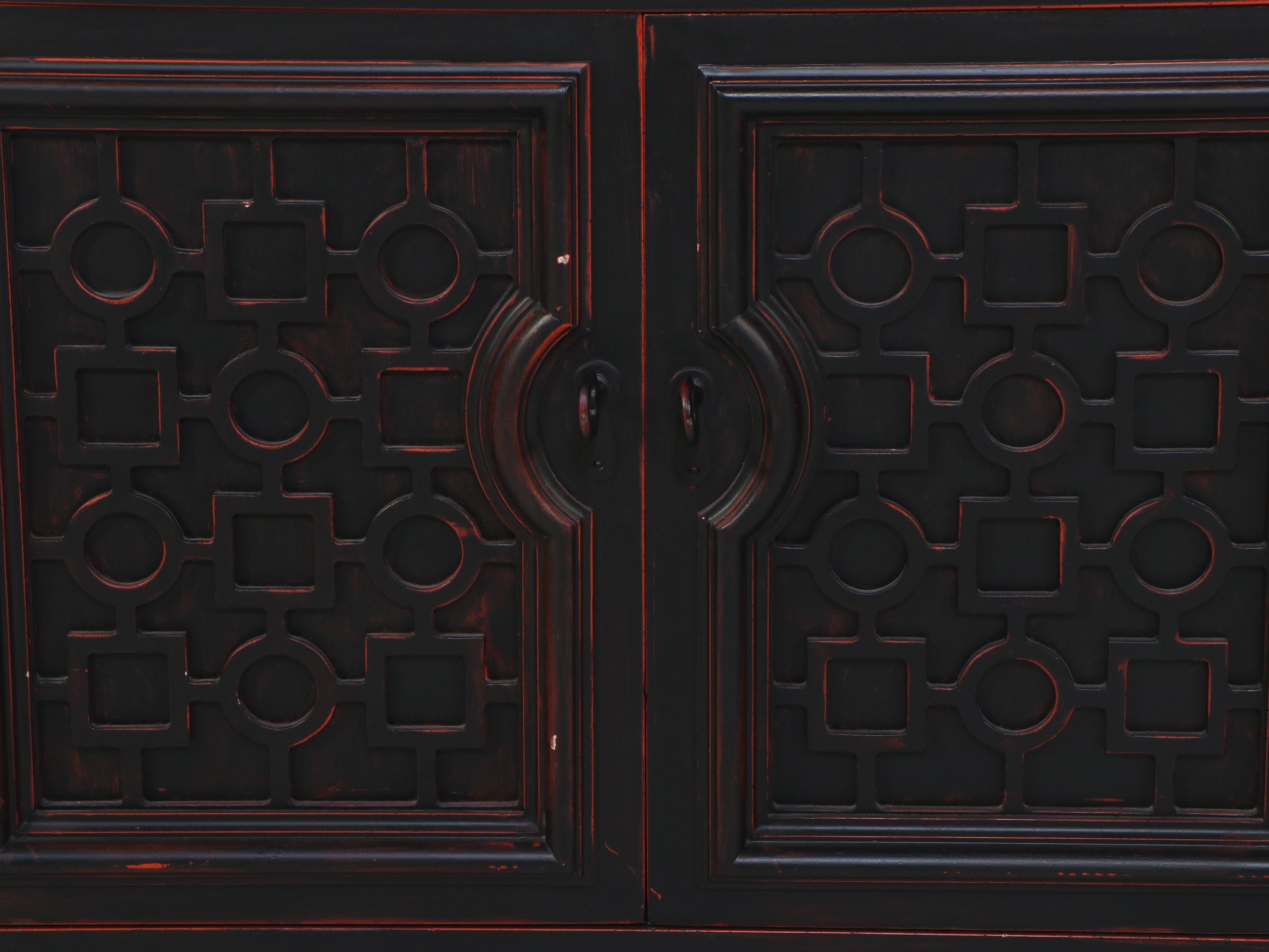 Anglo-Chinese Style Marble Top Painted Wood Cabinet