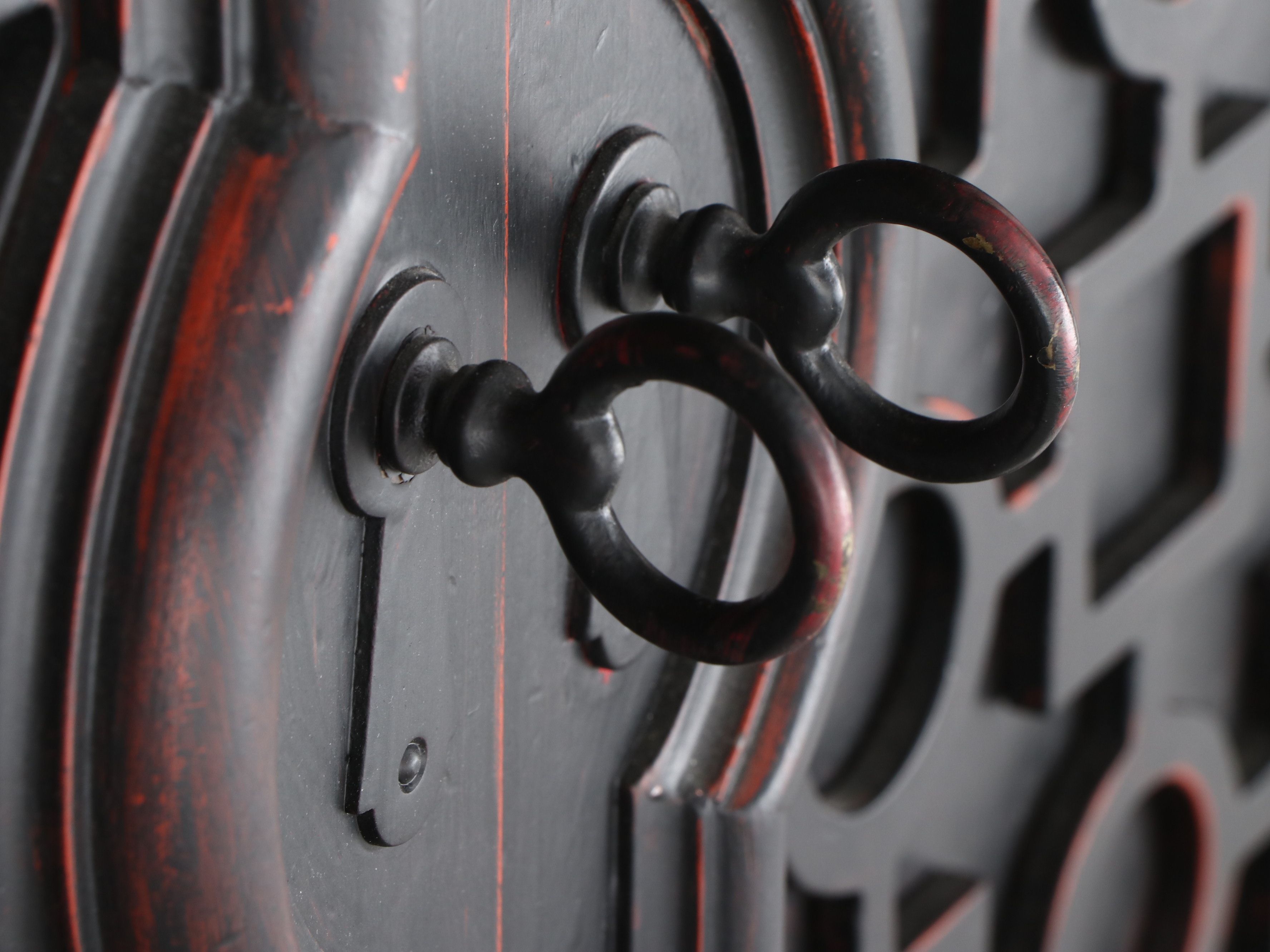 Anglo-Chinese Style Marble Top Painted Wood Cabinet