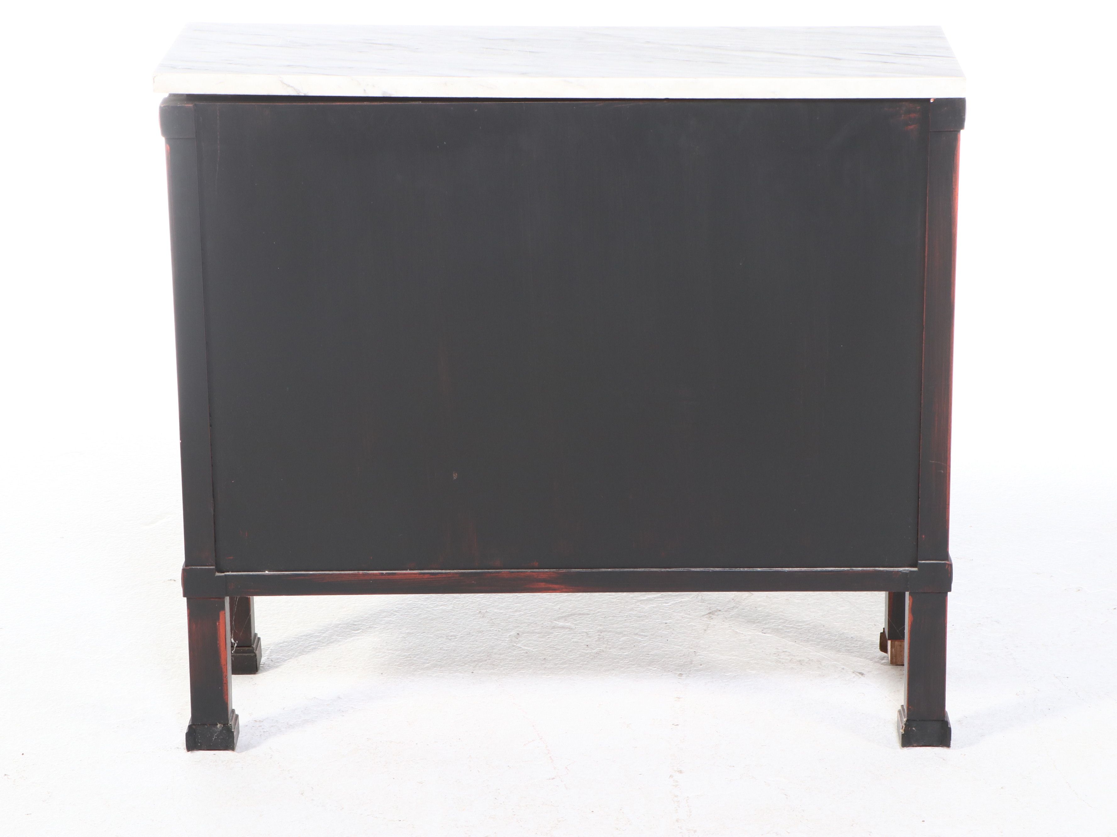 Anglo-Chinese Style Marble Top Painted Wood Cabinet