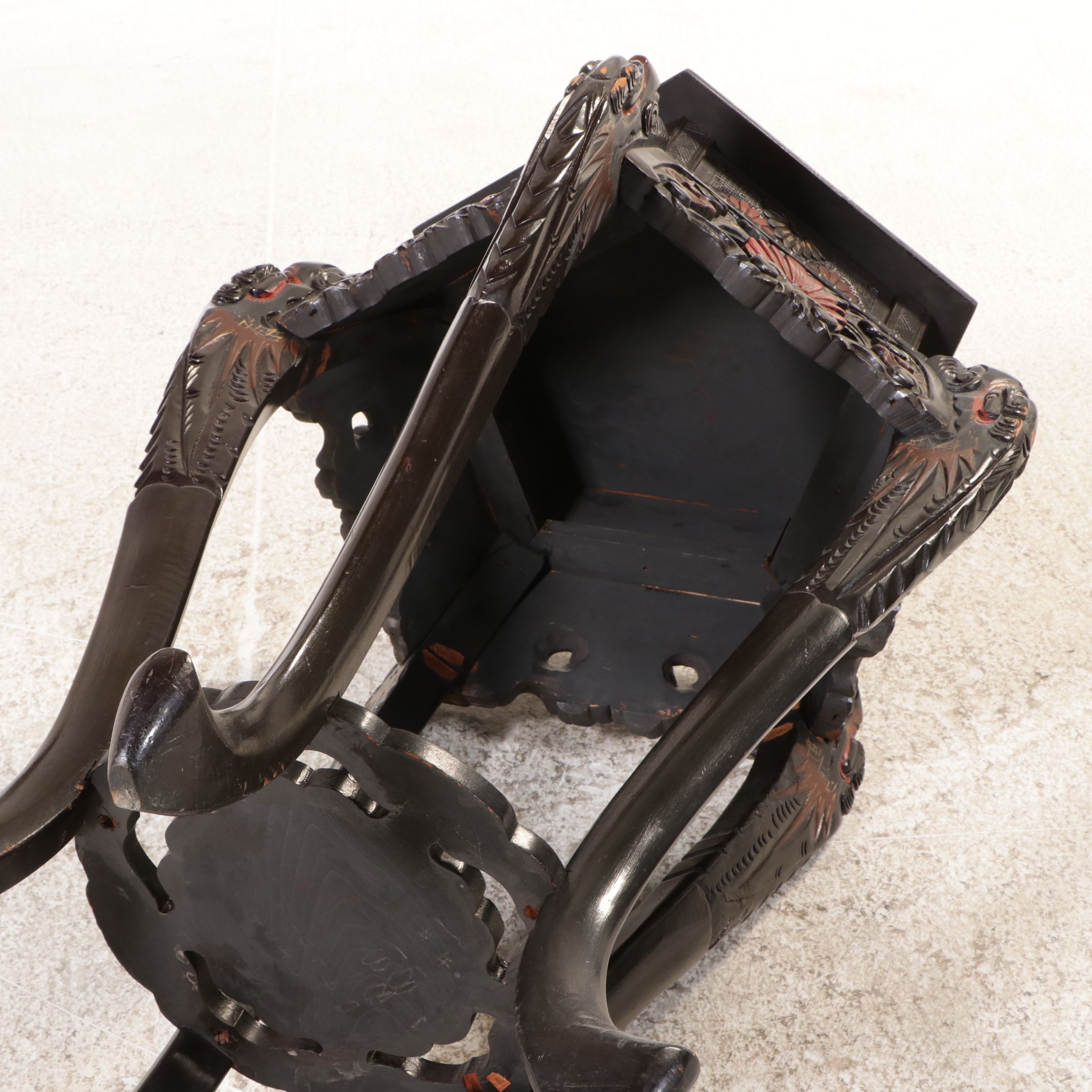 Chinese Carved and Lacquered Wood Stand