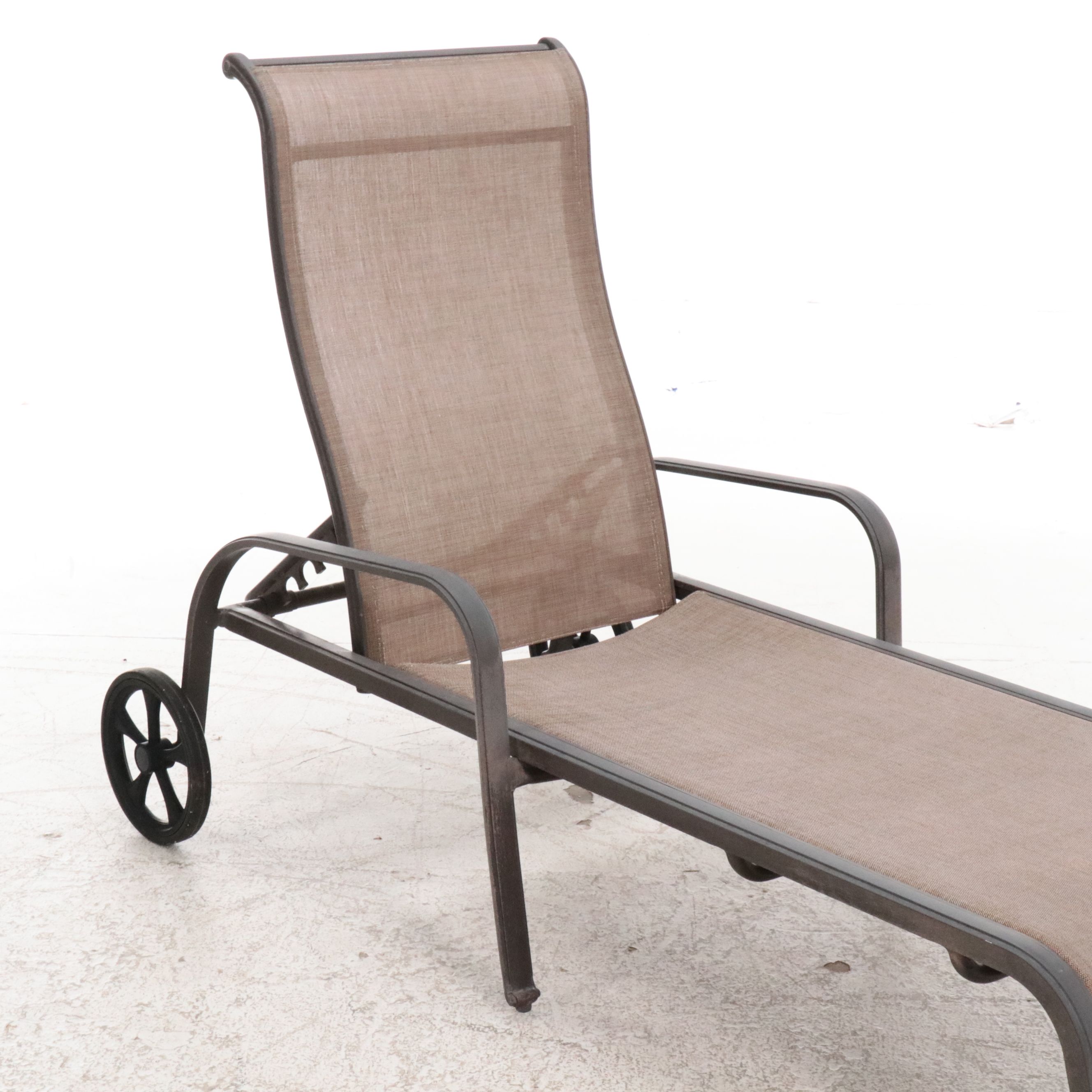 Pair of Contemporary Metal Framed Patio Chaise Lounges